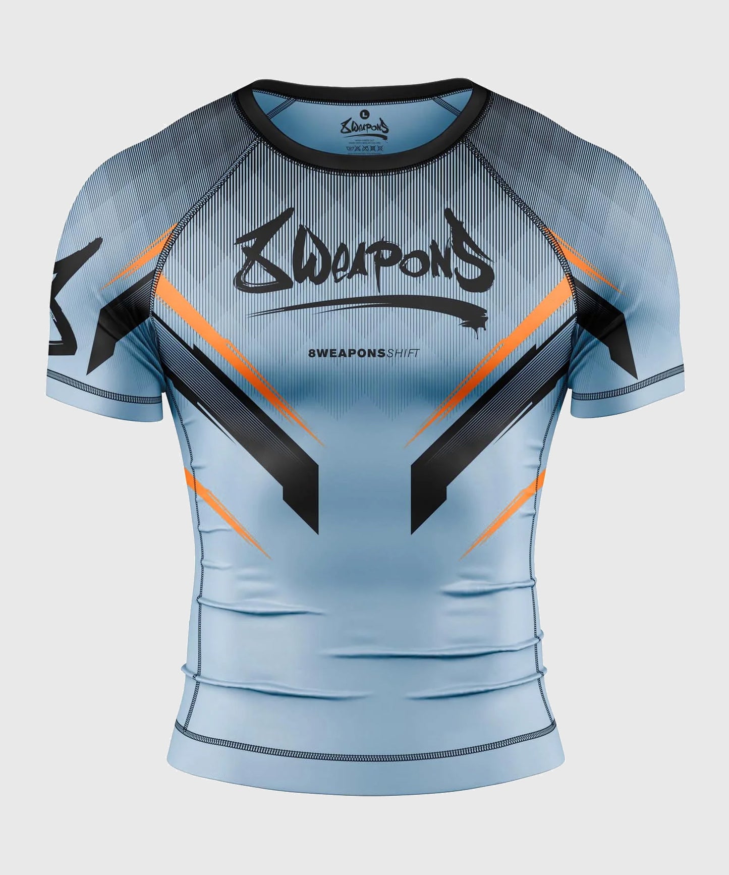 8 Weapons Shift Kurzarm-Rashguard - Blau/Schwarz/Orange
