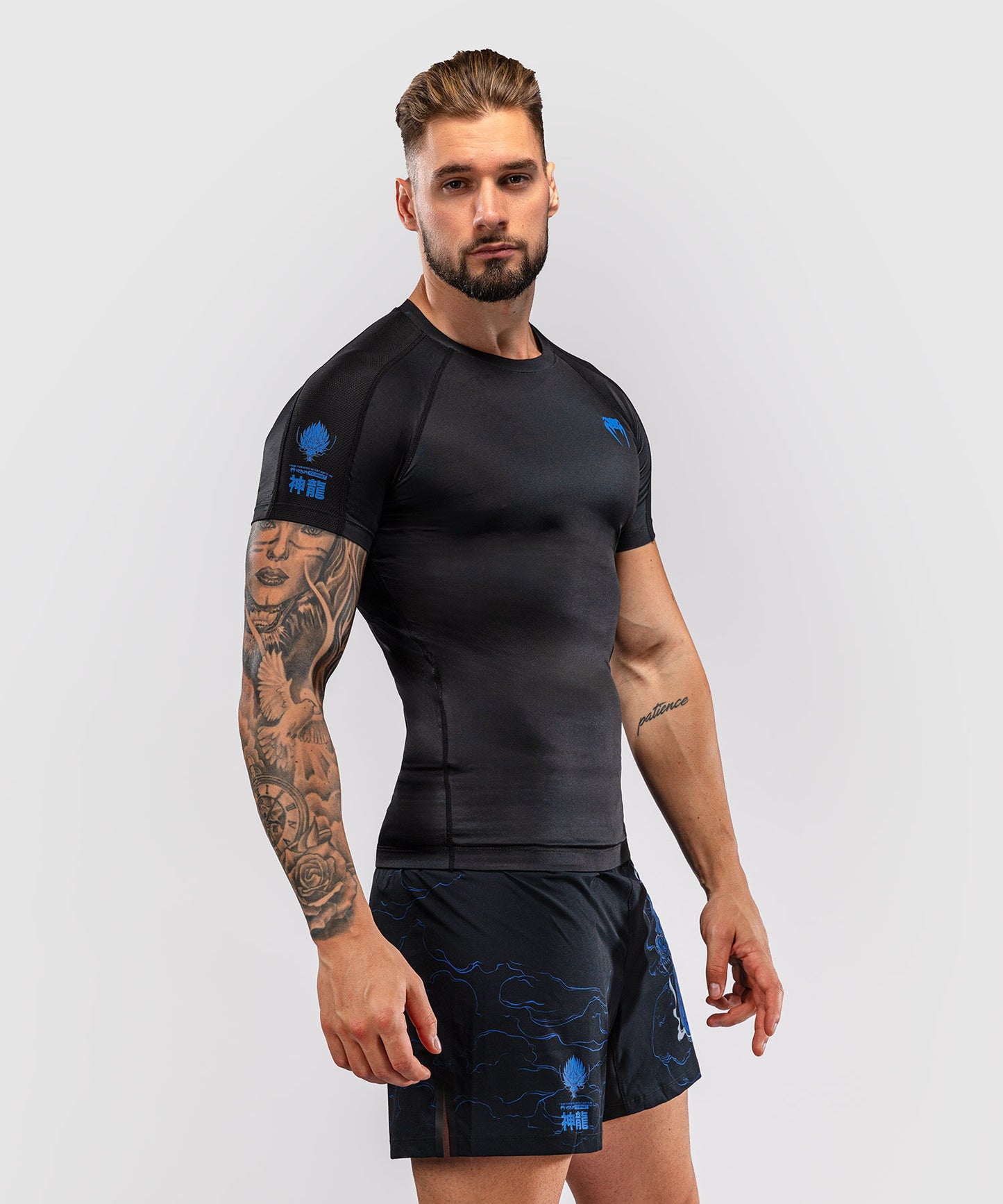 Venum Thunder Dragon Kurzarm Rashguard – Schwarz/Königsblau