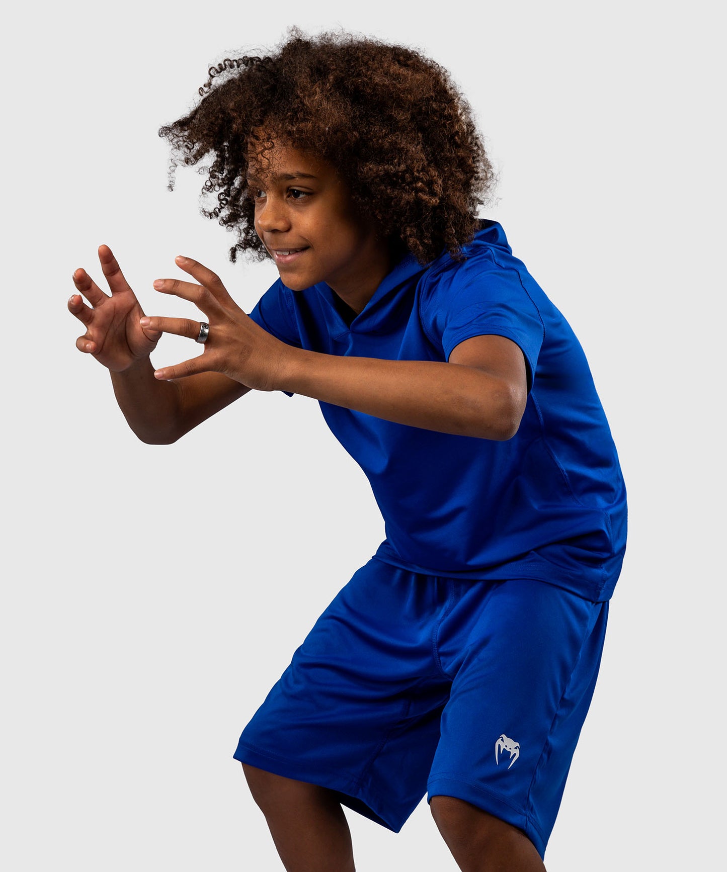 Venum Elite Kurzarm Dry-Tech Kapuzenpullover für Kinder - Königsblau