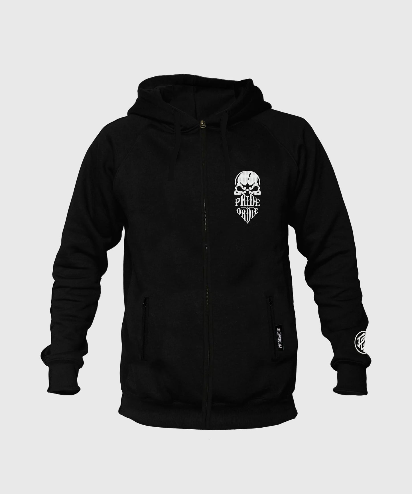 Pride Or Die Reckless Kapuzenjacke mit Reißverschluss – Schwarz/Weiß