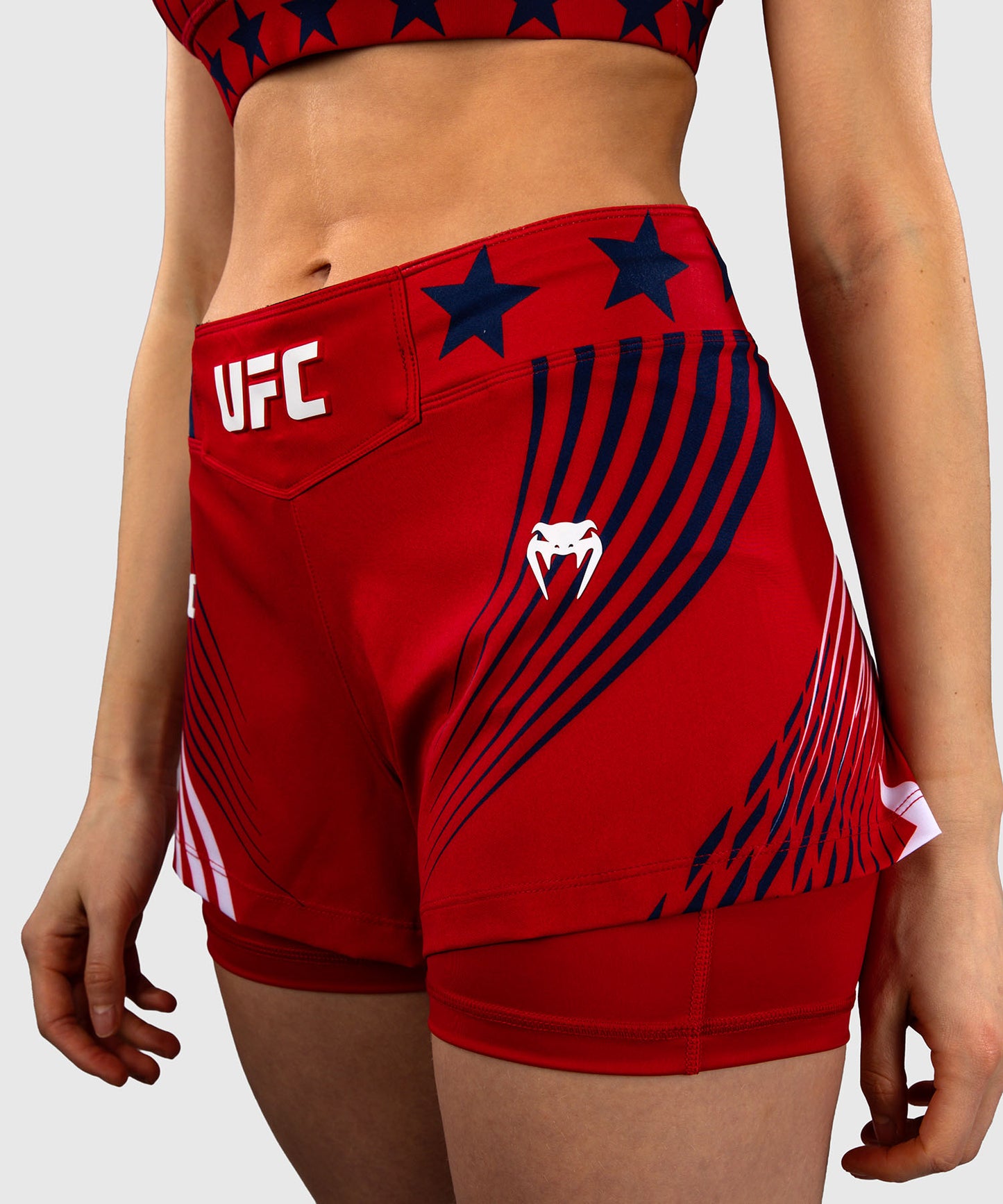 Women's Official UFC Freedom 250 by Venum Red Authentic Fight Night Fight Short