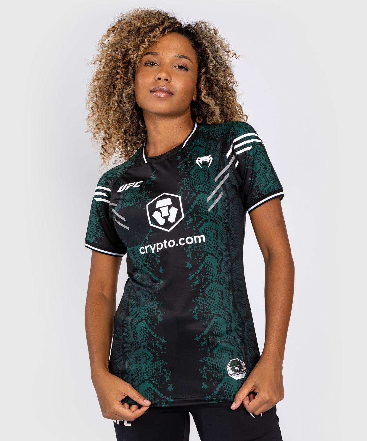 Women's UFC Adrenaline by Venum Authentic Fight Night Technical T-Shirt - Emerald Edition - Green/Black