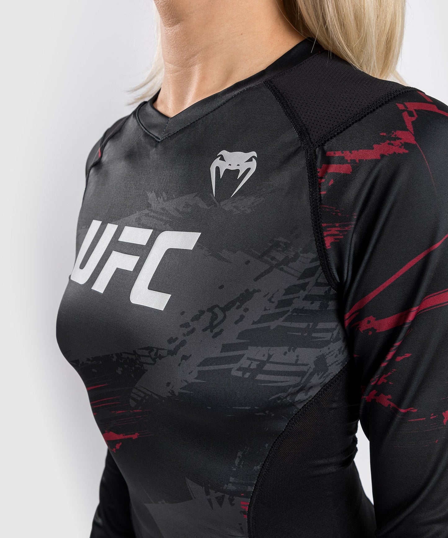 UFC Compression T-Shirt Venum Authentic Fight Week 2.0 - Long Sleeve - For Women - Black/Red