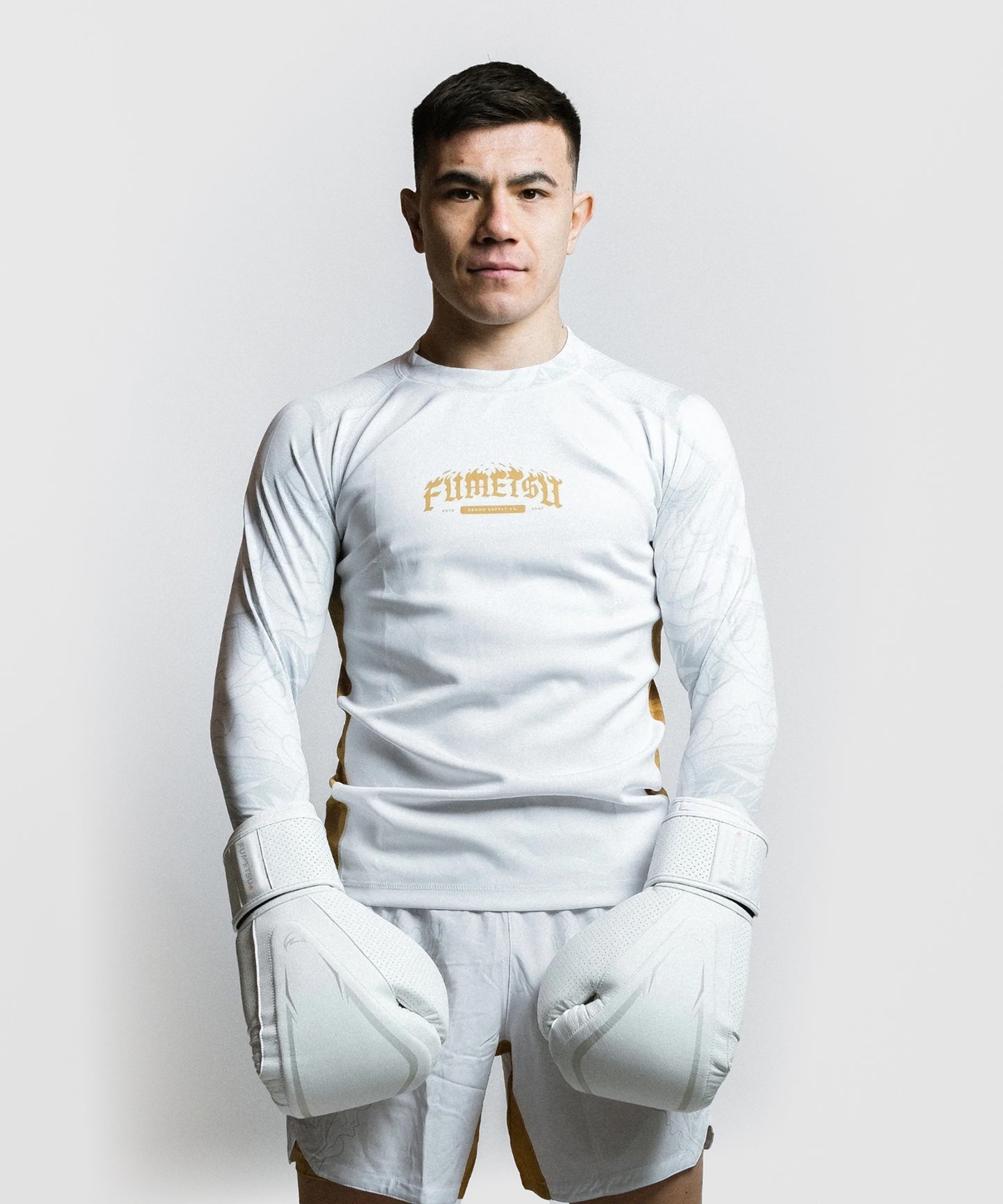 Oni Fumetsu Rashguard Long Sleeve – White/Gold/Grey