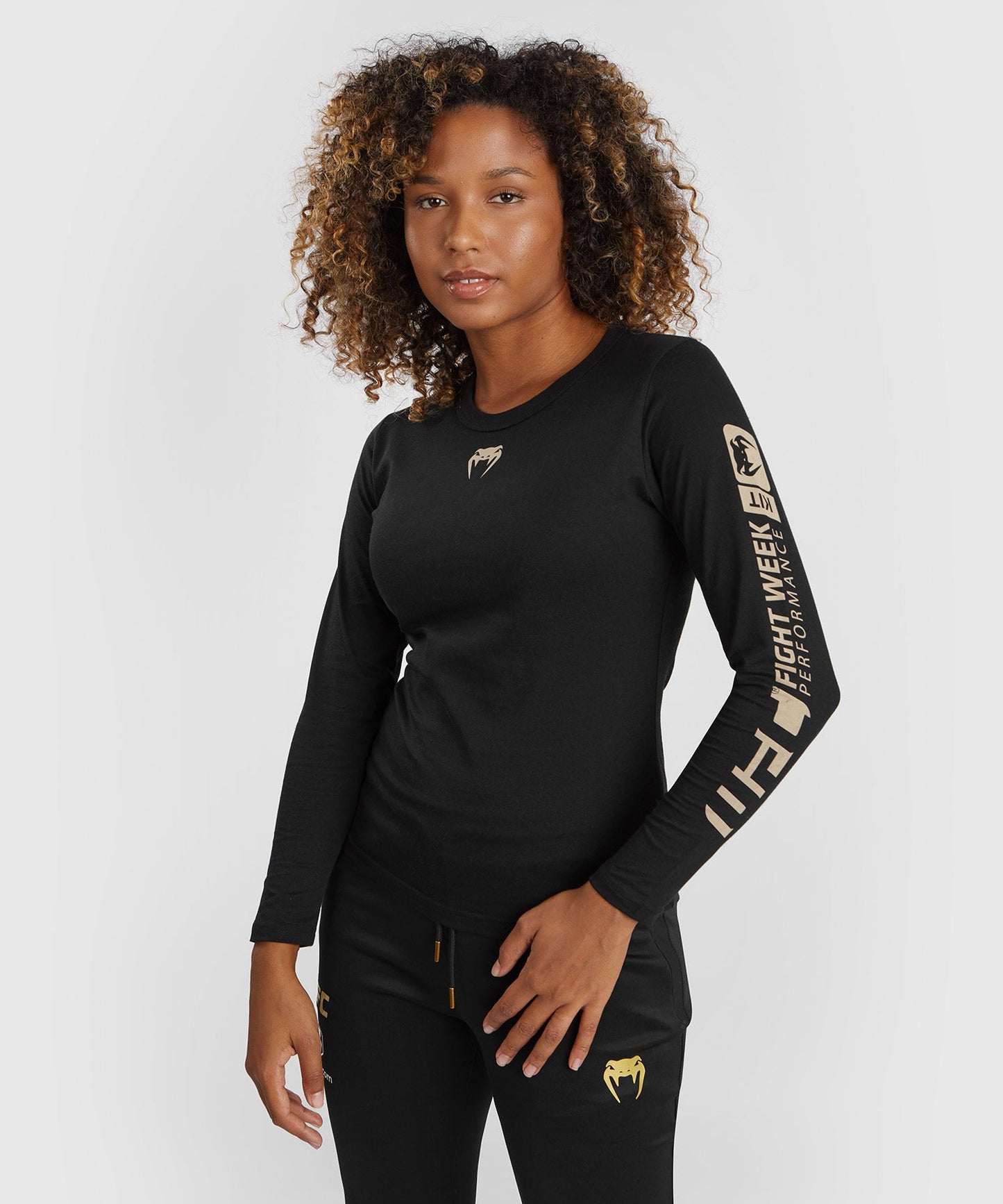 Women's UFC Adrenaline by Venum Fight Week Long Sleeve Cotton T-Shirt - Black