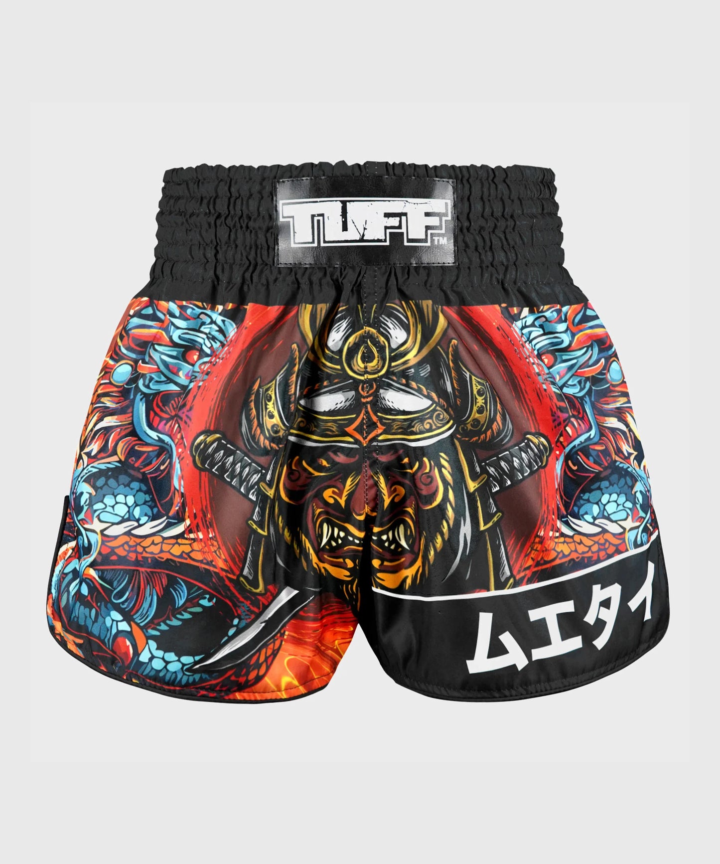 Tuff Retro Style Seraphic Seiryu Samurai Saga Muay Thai Shorts - Schwarz