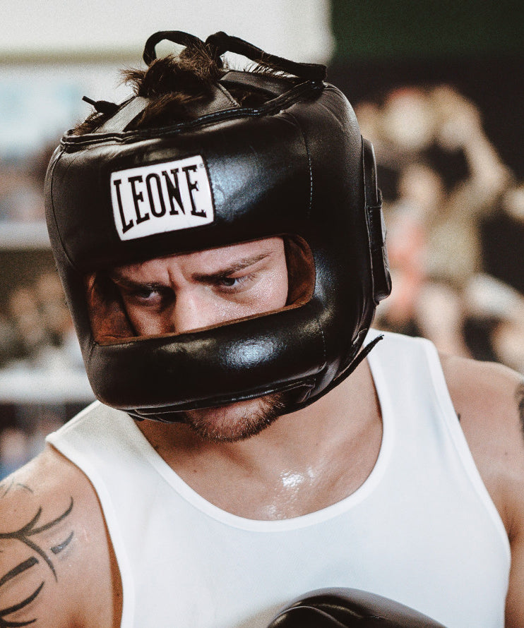 Casque de boxe avec barre Leone Protection - Noir