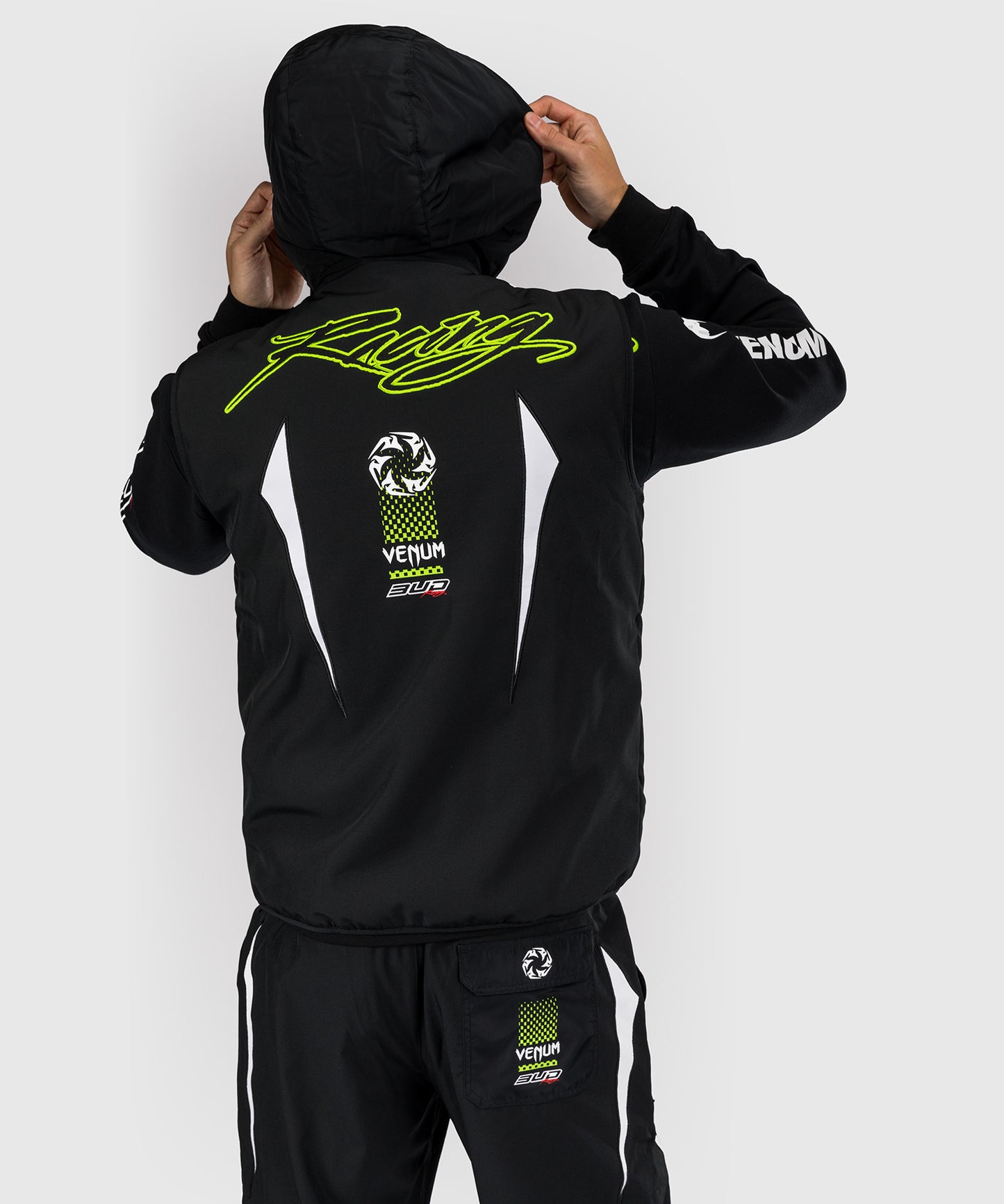 Venum x Bud Racing Men's Sleeveless Down Jacket - Black/White/Lime Green