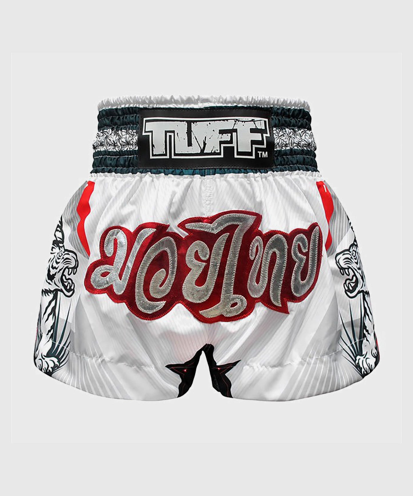 Tuff White Tiger Muay Thai Shorts - Weiß