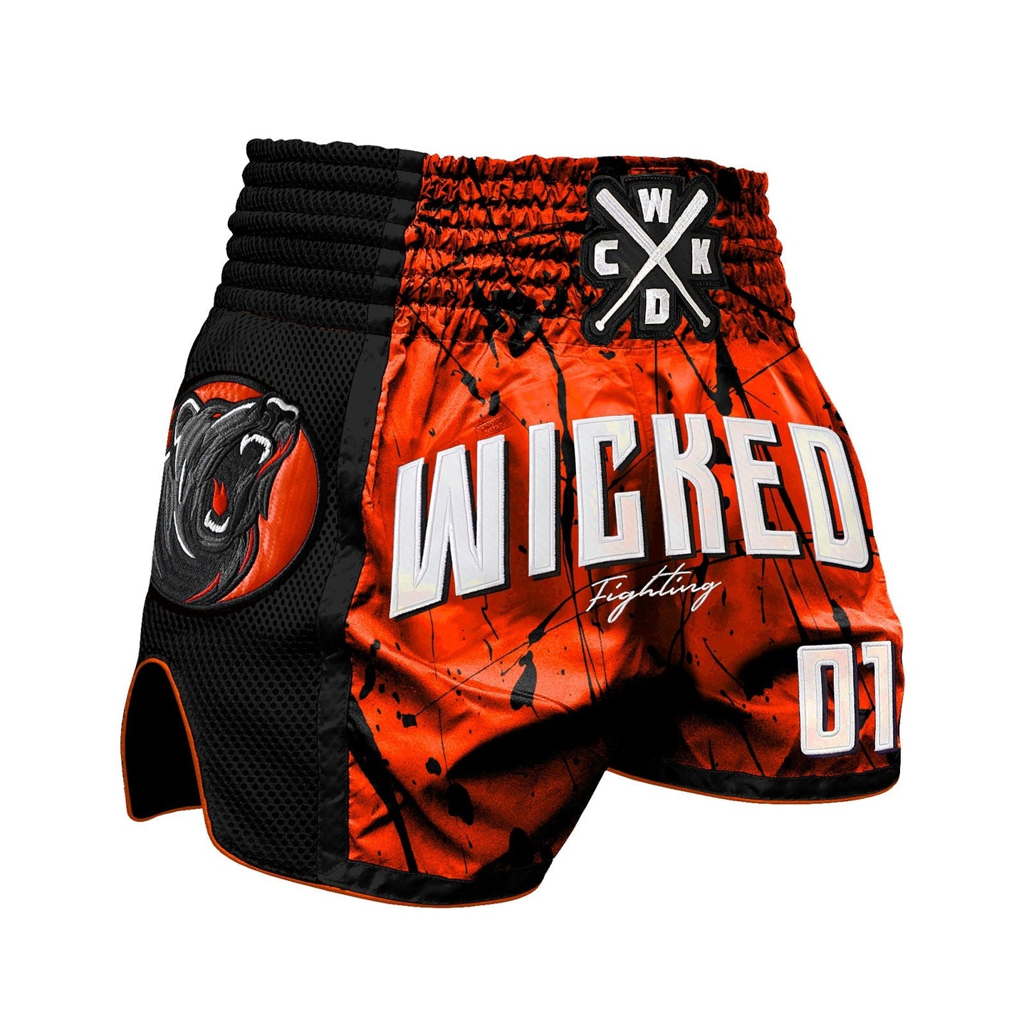 Short de Muay Thai Wicked One Bad Bear - Orange