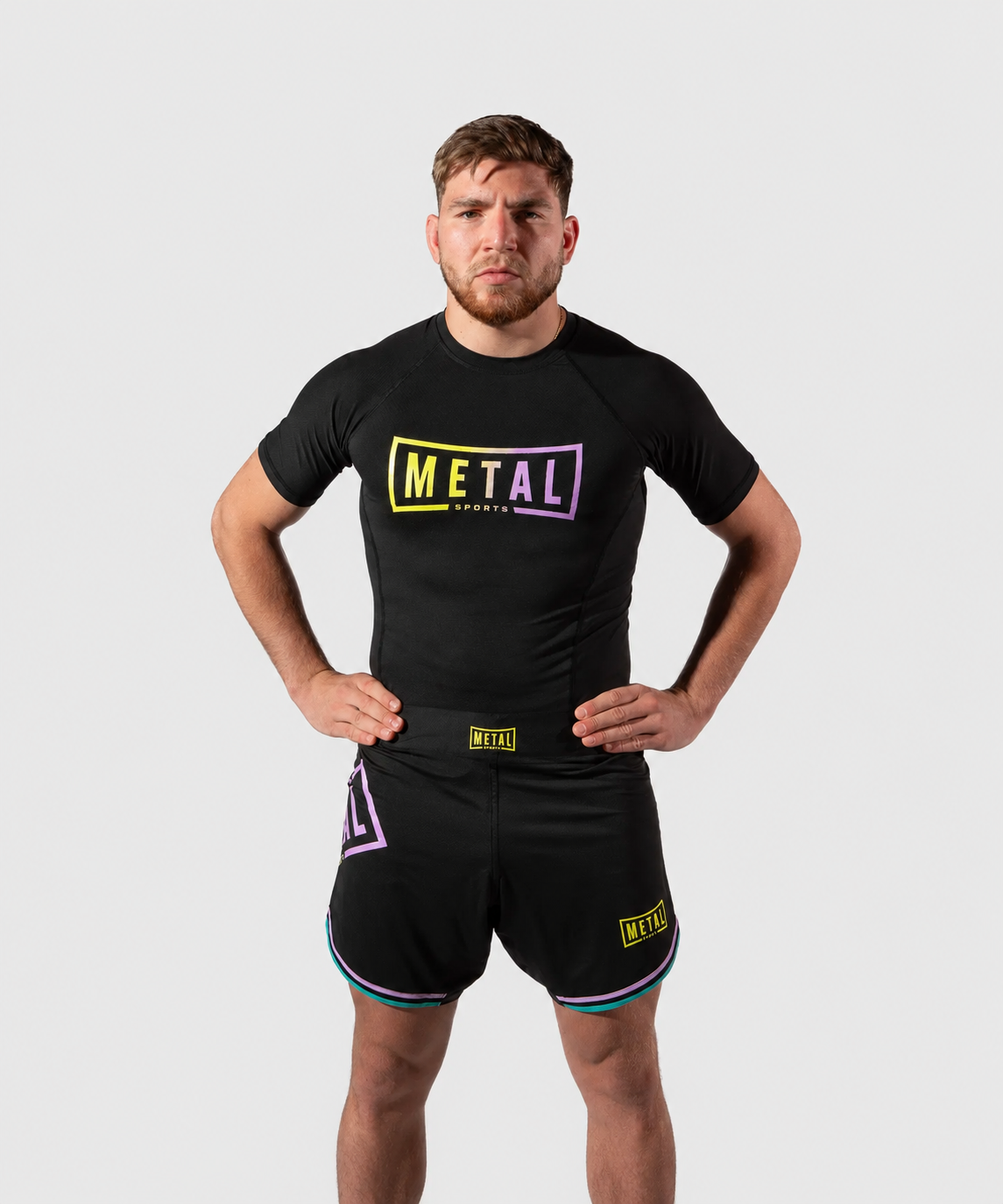 Metal Boxe Performance Post Cutting Treats Kurzarm-Rashguard - Schwarz