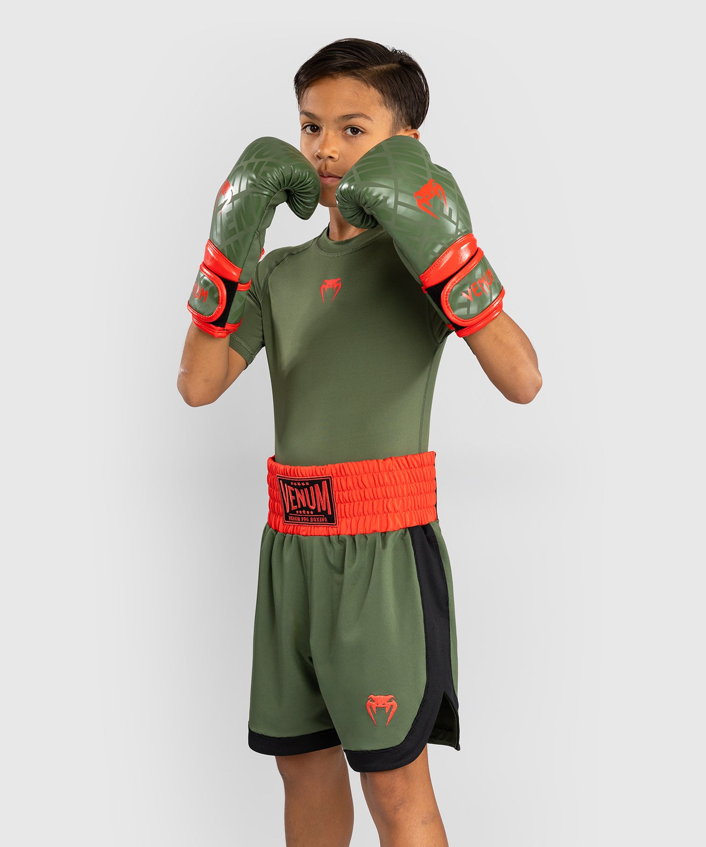 Venum Classic Pantaloni da Boxe per Bambini - Verde Militare/Arancione