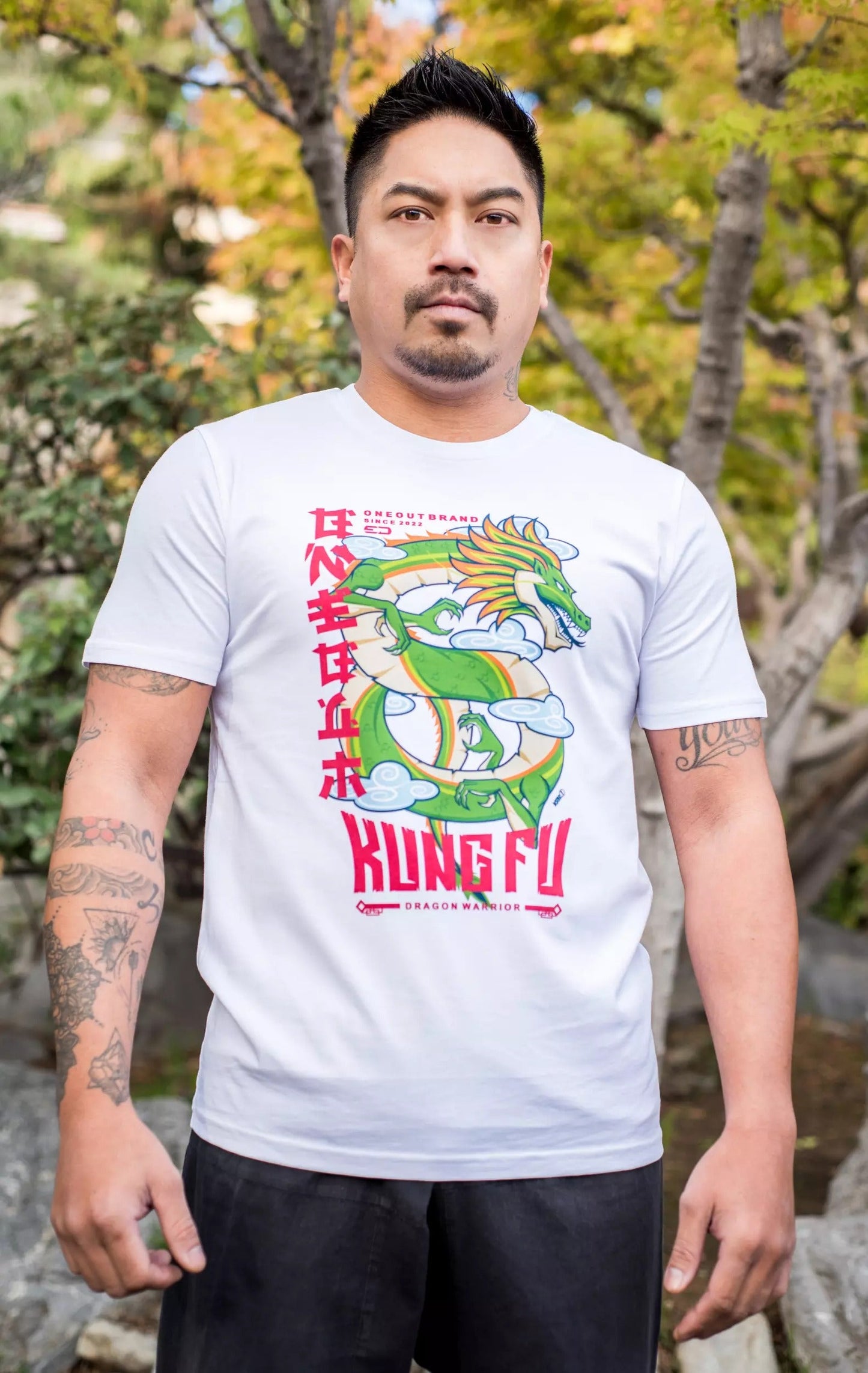 Tee-Shirt Oneout Dragon Kung Fu - Blanc