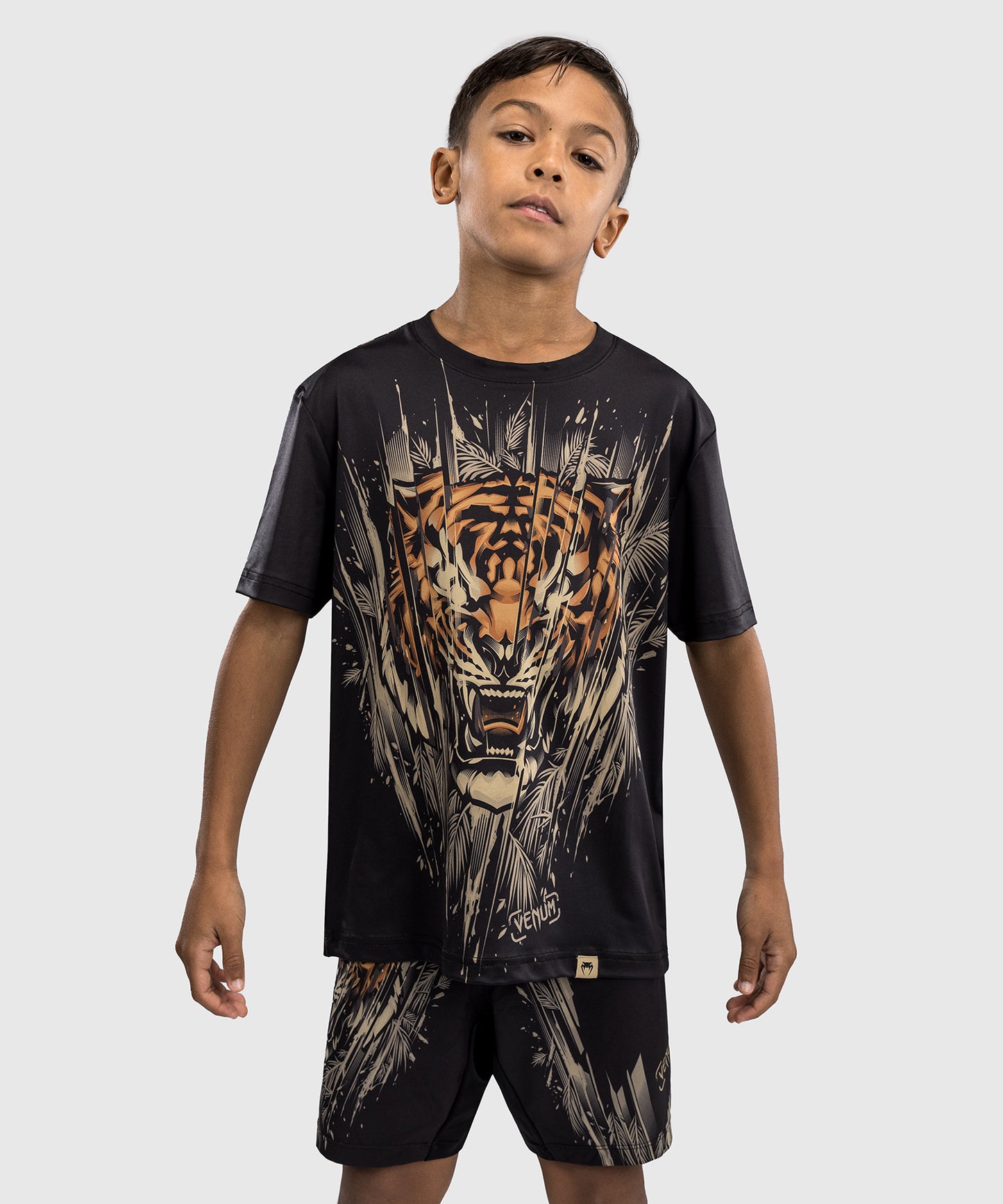 T-Shirt Dry-Tech Venum Tiger pour Enfants - Noir/Orange Néon