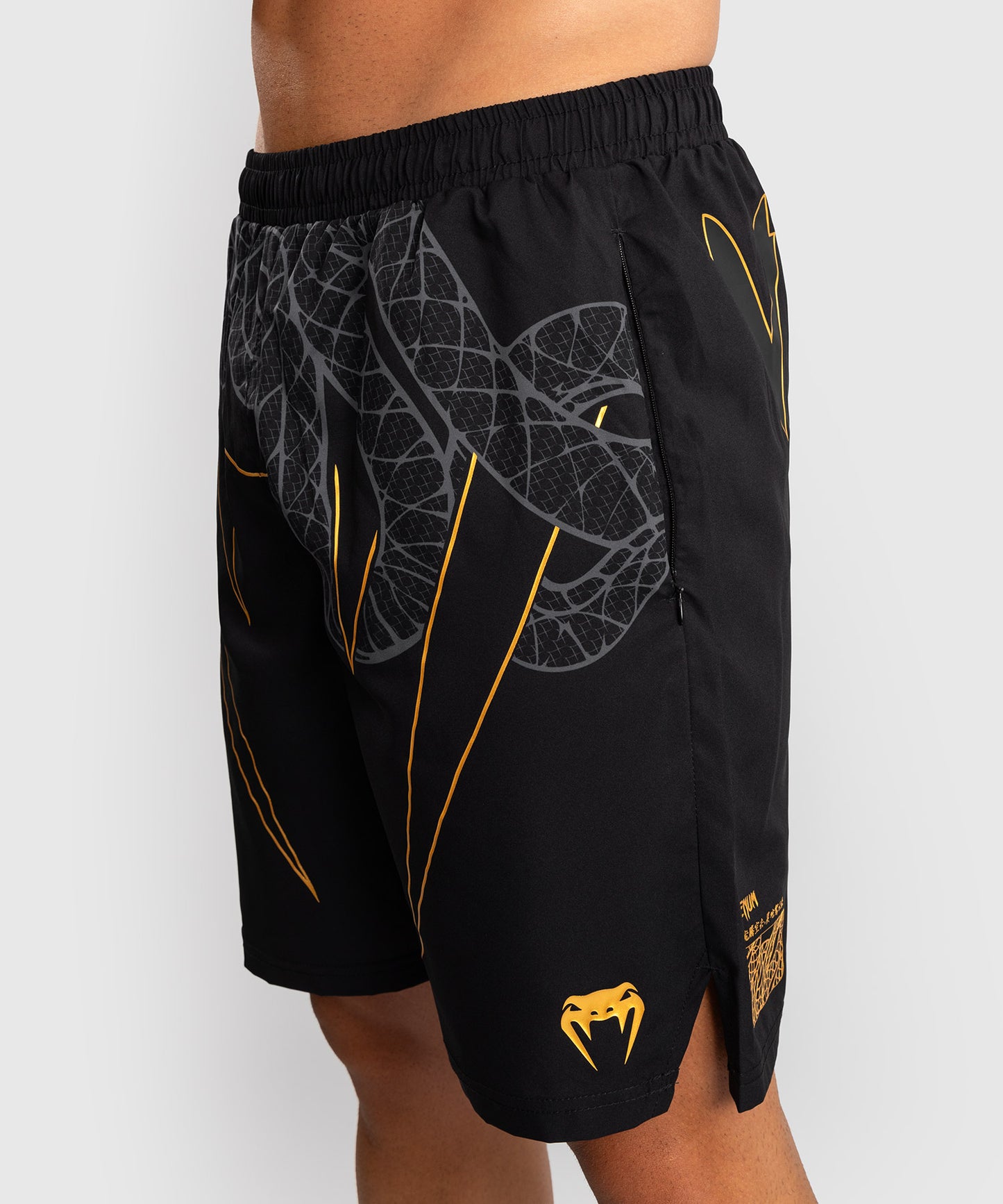 Venum Serpenti Pantalones Cortos de Entrenamiento – Negro/Plata/Dorado