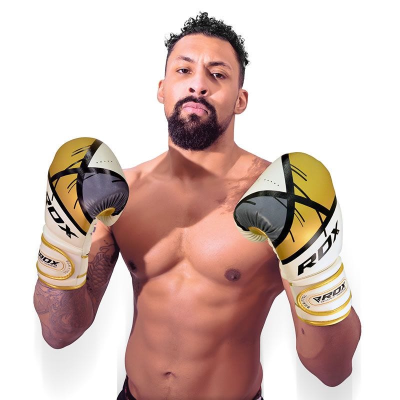 RDX Sports Quadro-Dome Boxing Gloves - White/Gold