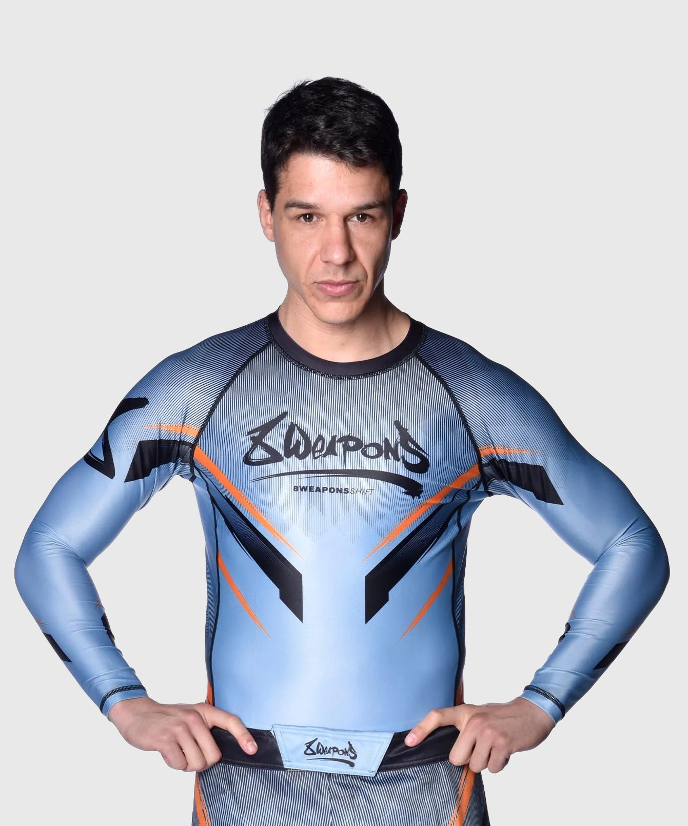 8 Weapons Shift Long Sleeve Rashguard - Blue/Black/Orange