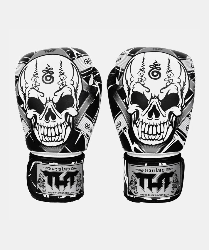 Tuff Skull Boxing Gloves - Black/White