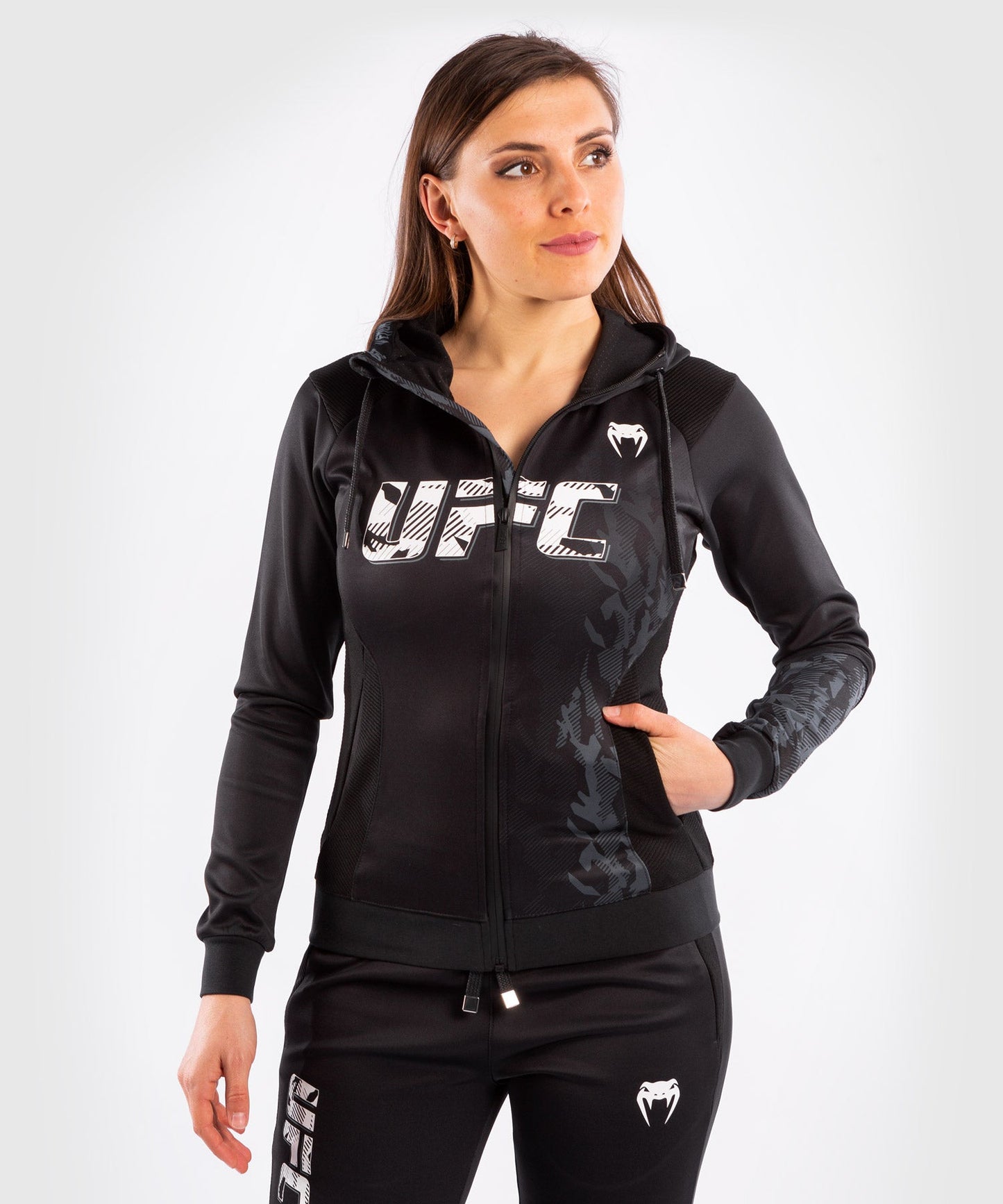 Women's Zipped Sweatshirt UFC Venum Authentic Fight Week - Black