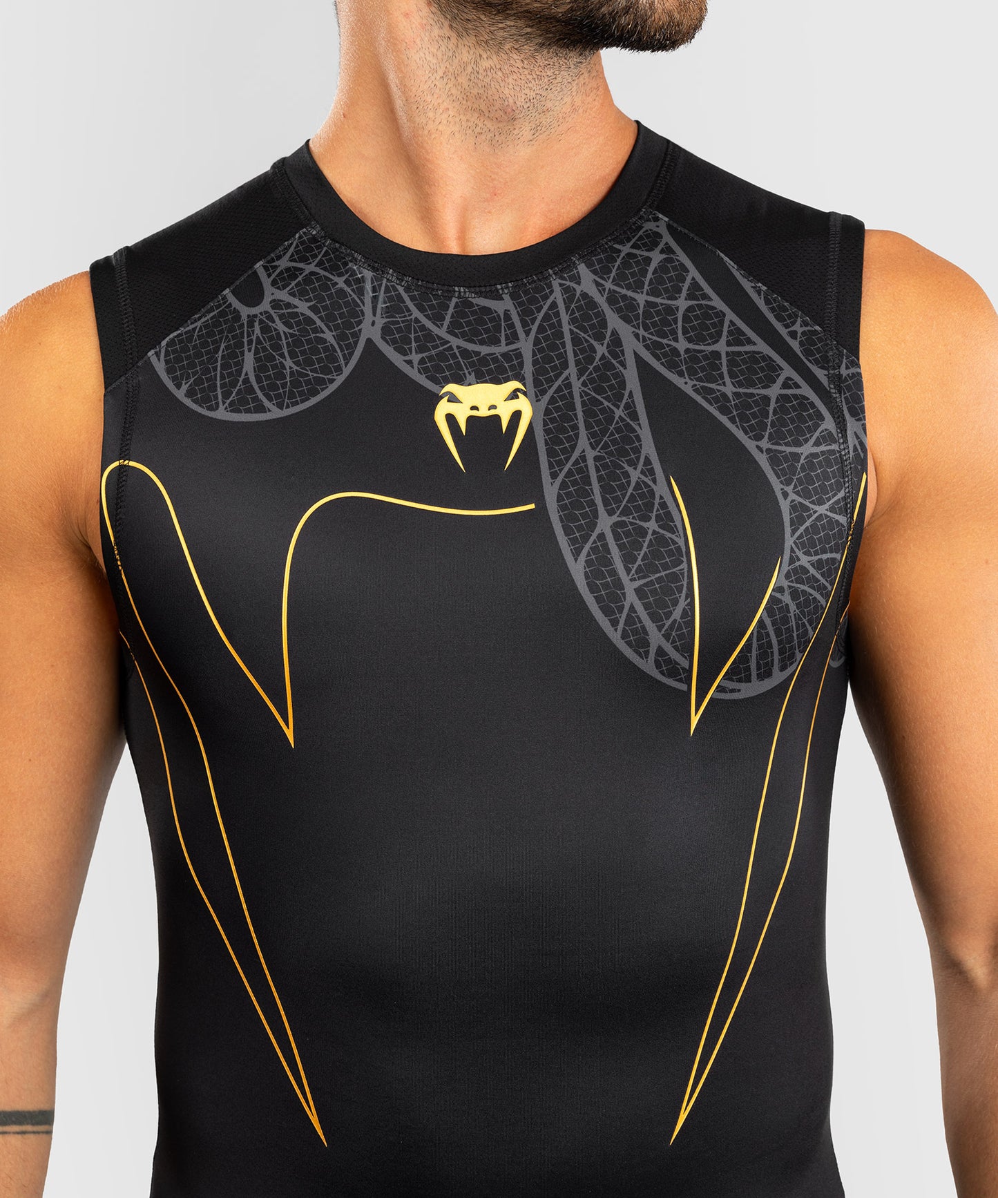Venum Serpenti Sleeveless Rashguard - Black/Silver/Gold
