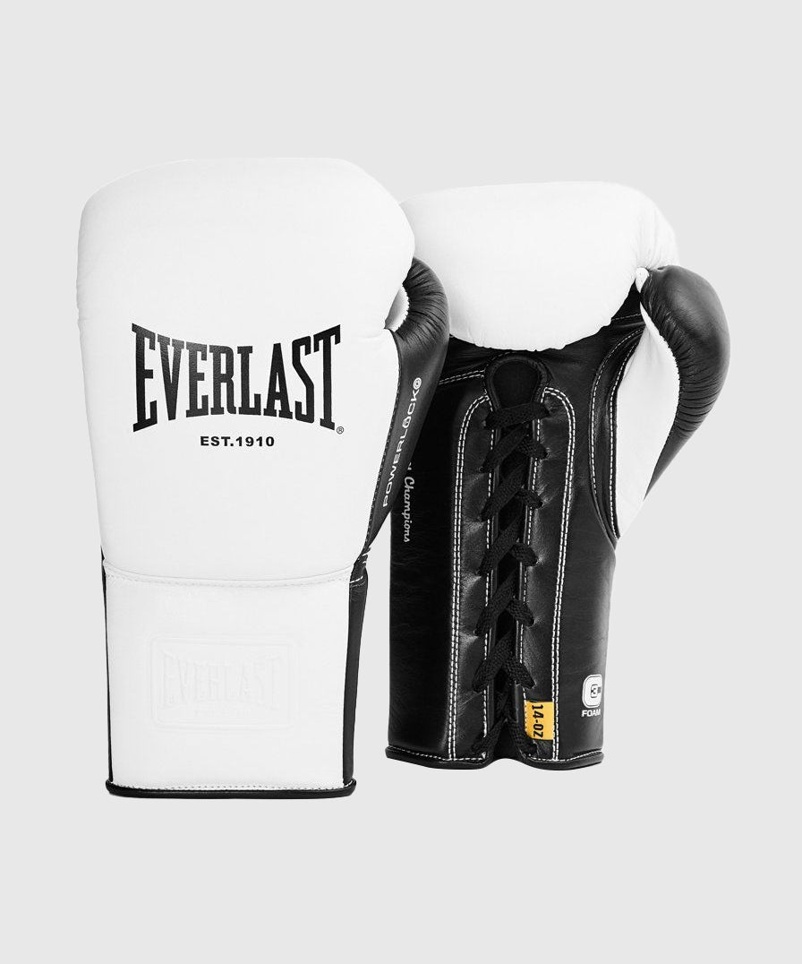 Gants de boxe à lacets Everlast Powerlock Pro OG - Blanc/Noir