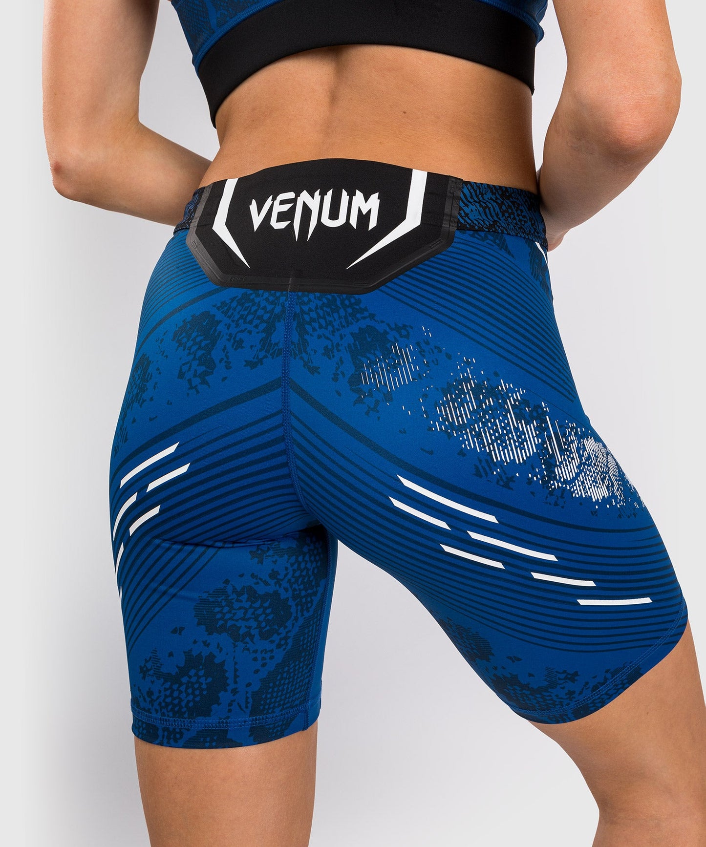 UFC Women's Long Fit Compression Short Adrenaline by Venum Authentic Fight Night - Blue