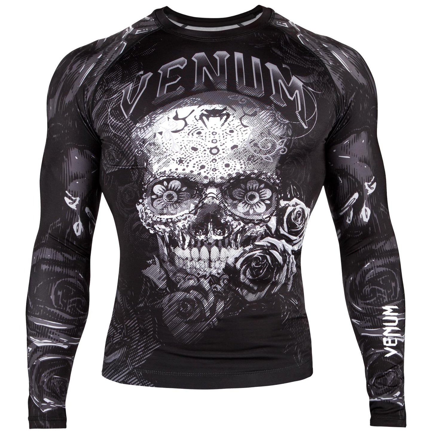 Venum Santa Muerte 3.0 Rashguard - Long Sleeves - Black/White