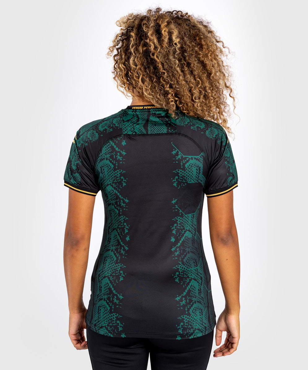 Women's UFC Adrenaline by Venum Authentic Fight Night Technical T-Shirt - Emerald Edition - Green/Black/Gold