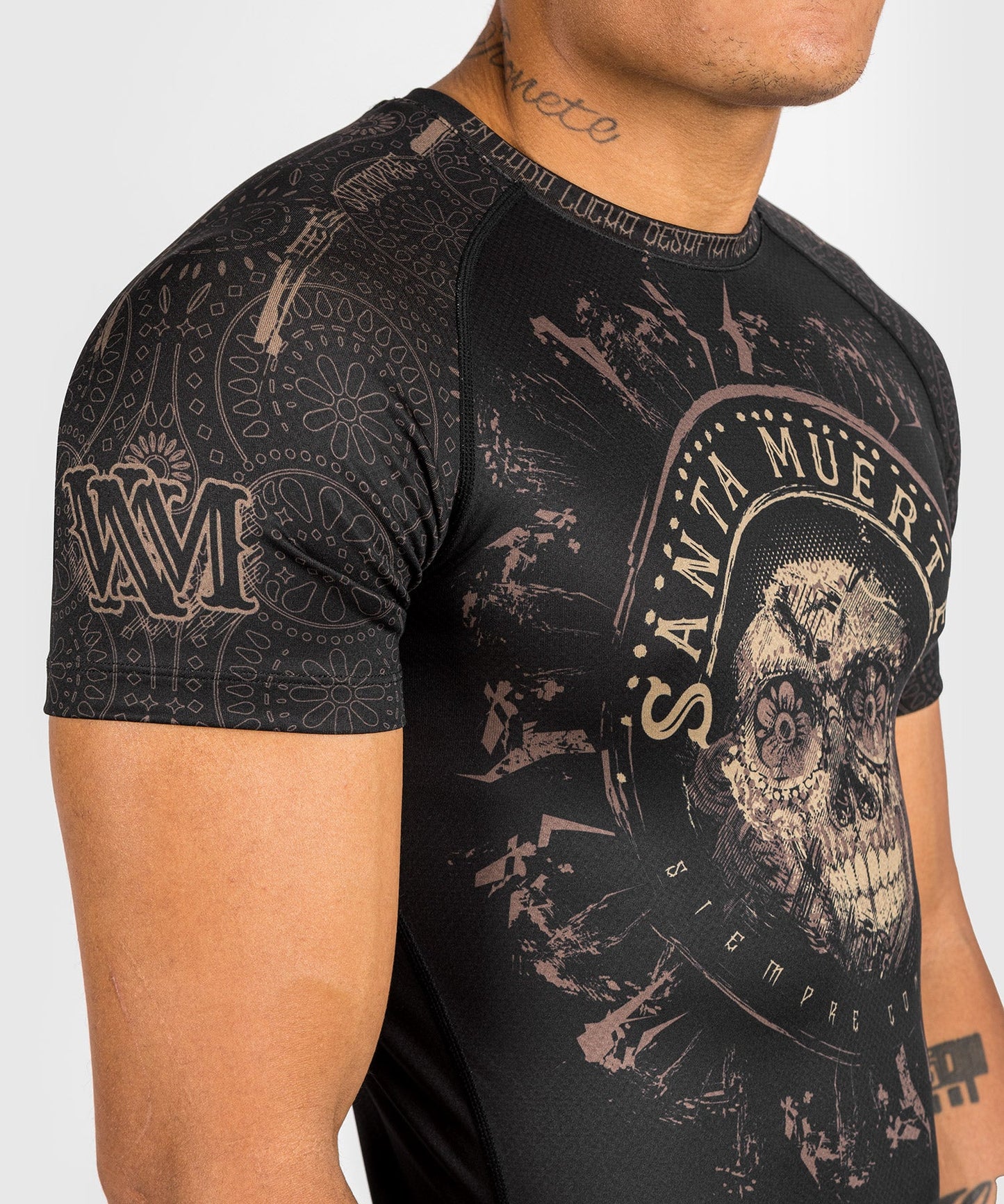 Santa Muerte Dark Side Venum Rashguard - short sleeves - Black/Brown