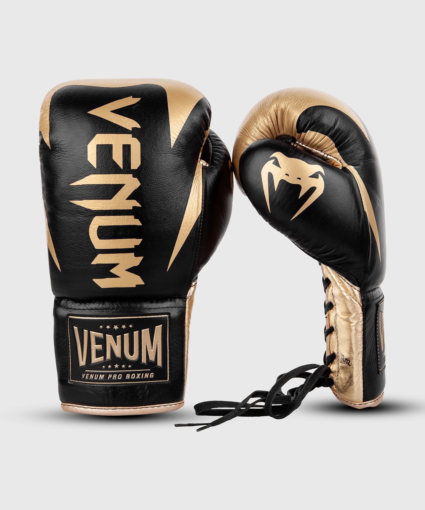 Venum Hammer Pro Boxing Gloves with Laces - Black/Gold