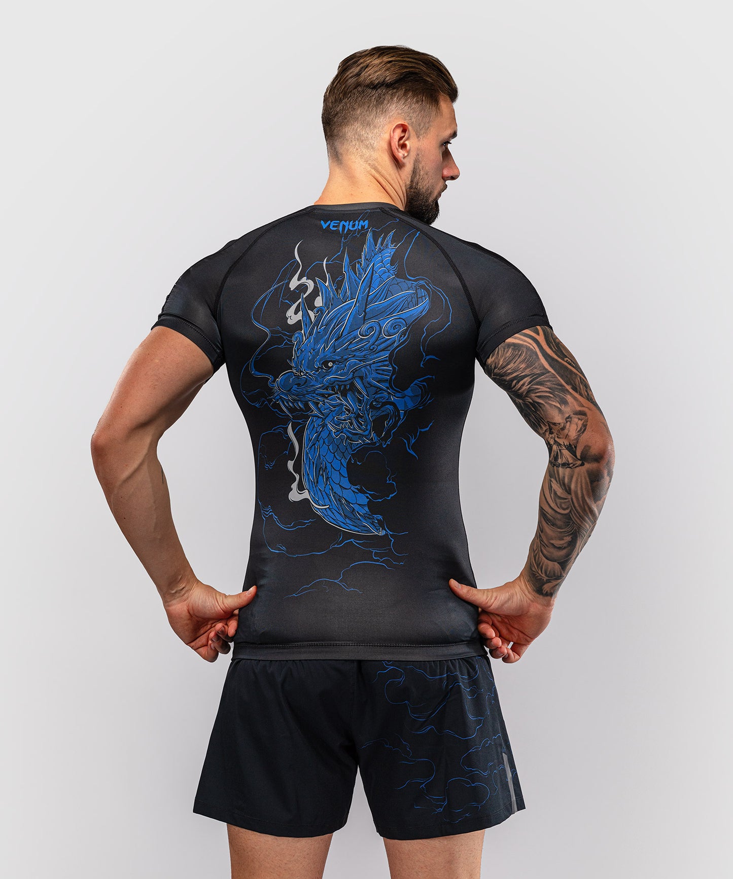 Venum Thunder Dragon Kurzarm Rashguard – Schwarz/Königsblau