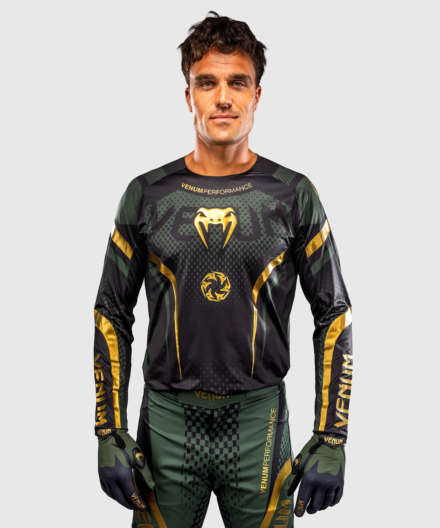 Venum MX Challenger Maglia da Motocross - Nero/Verde/Oro