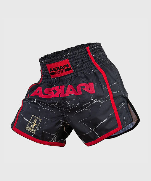 Askari Carrara Pantalón Corto Muay Thai - Negro/Rojo