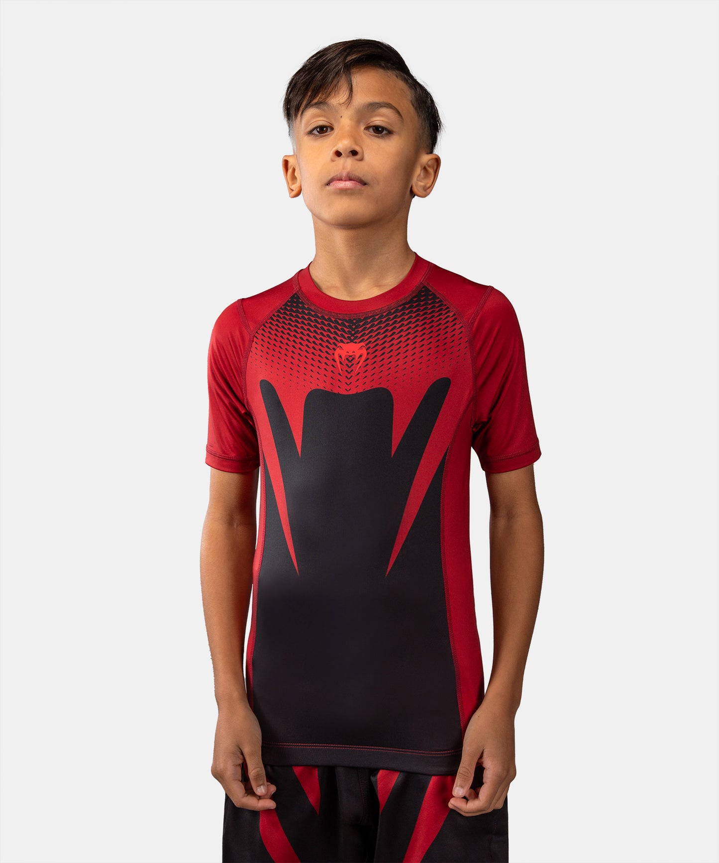 Venum Attack Kids Short Sleeve Rashguard - Black/Red