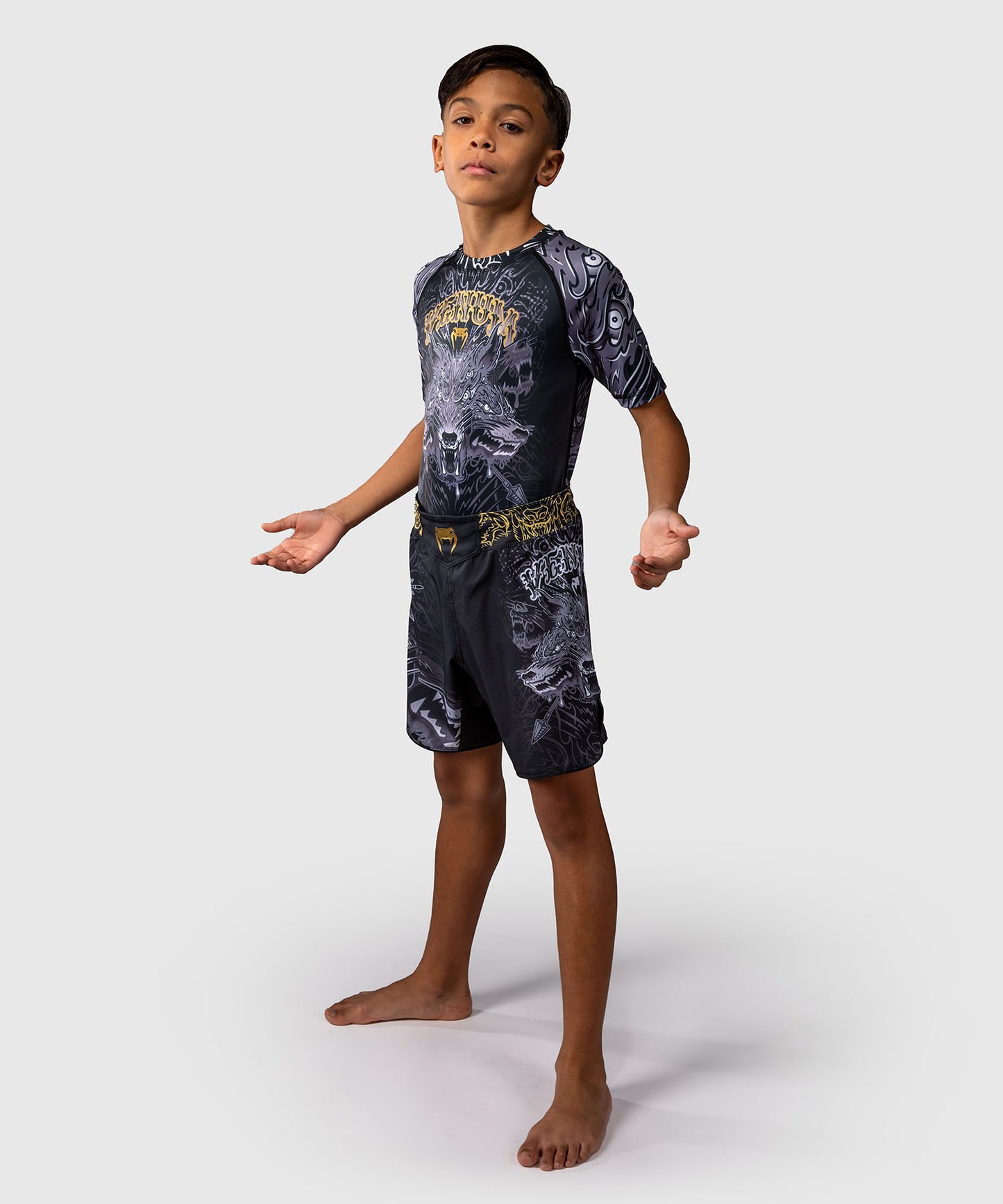 Venum Wolf Atak Short de Combate Para Niños – Negro/Gris