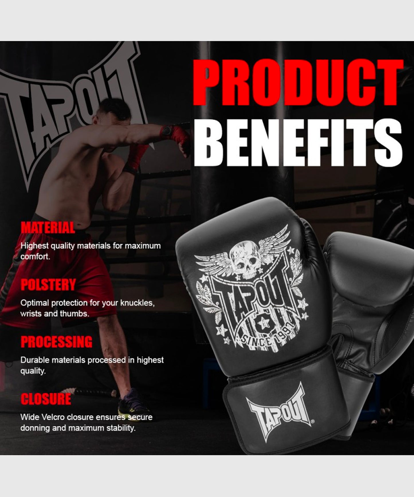Tapout Bixby Boxhandschuhe - Schwarz/Weiß