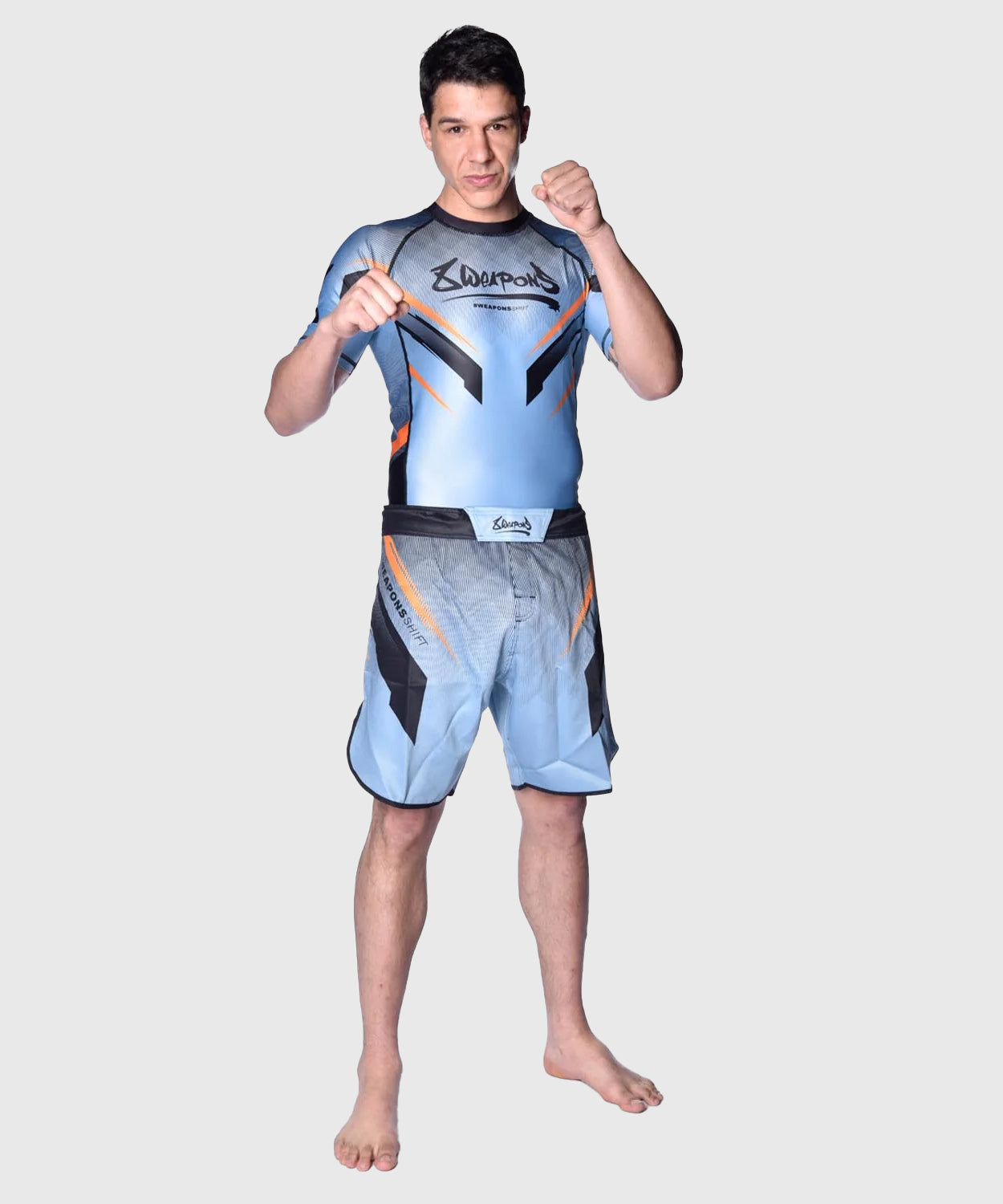 8 Weapons Shift Kurzarm-Rashguard - Blau/Schwarz/Orange