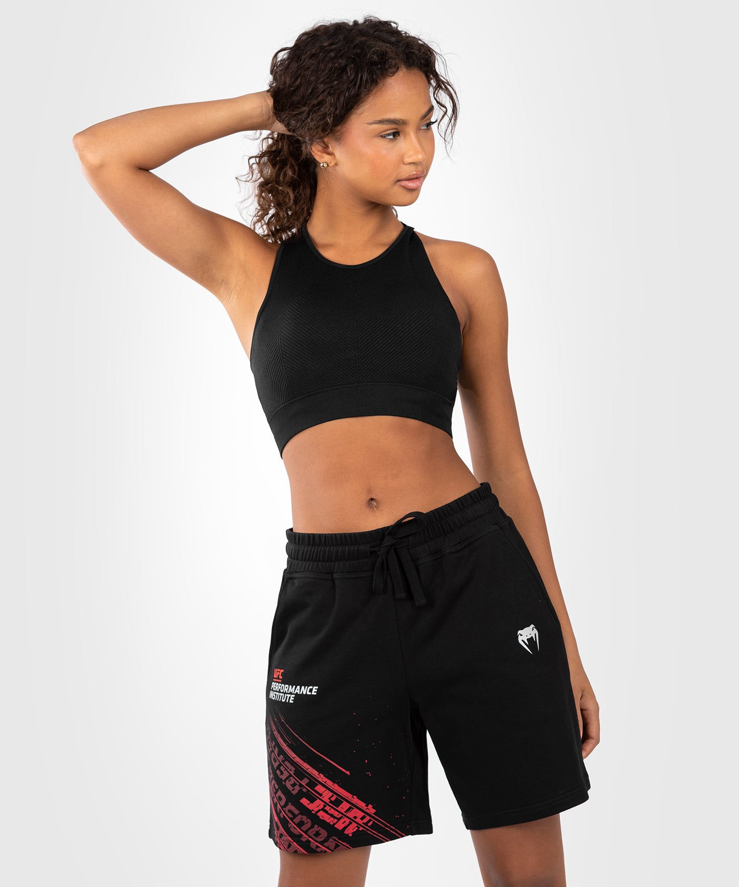 Short en coton pour femmes UFC Venum Performance Institute 2.0 - Noir/Rouge