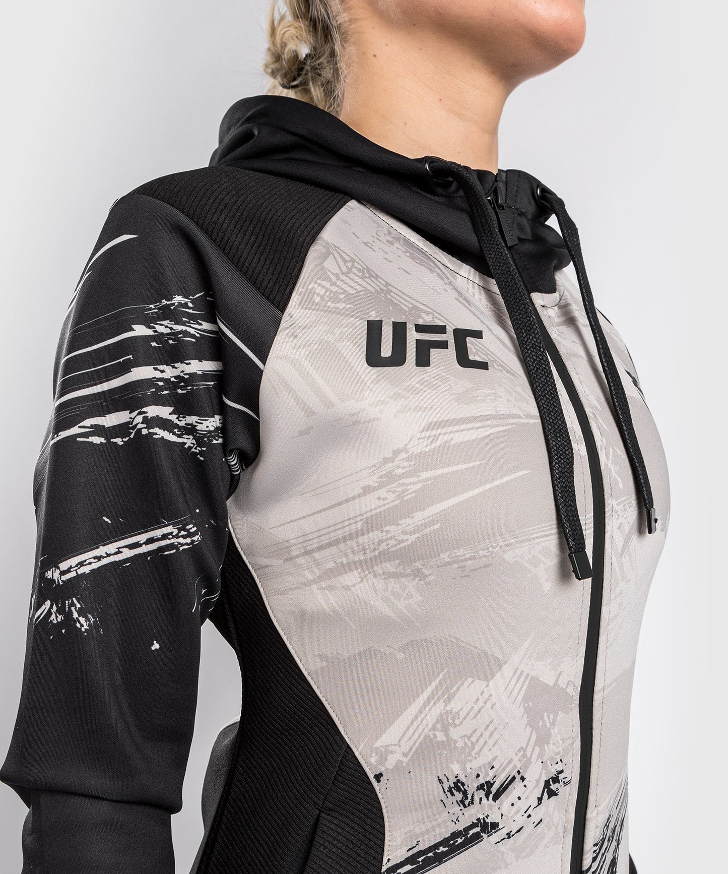 Women's UFC Zip Sweatshirt Venum Authentic Fight Week 2.0 - Black/Sand