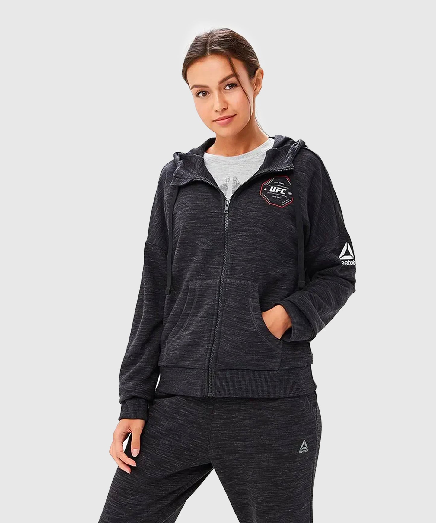 Sweatshirt Femme à zip intégral Reebok UFC - Noir