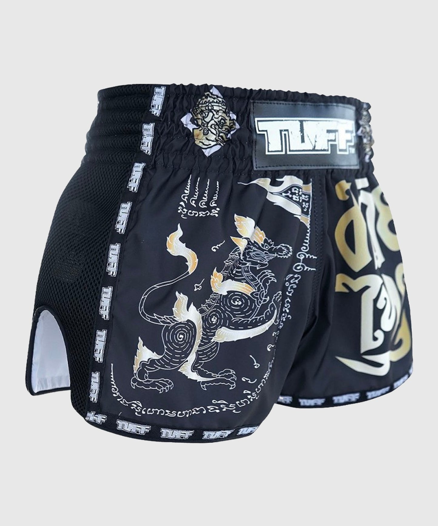 Tuff Retro Singha Yantra Muay Thai Shorts - Schwarz
