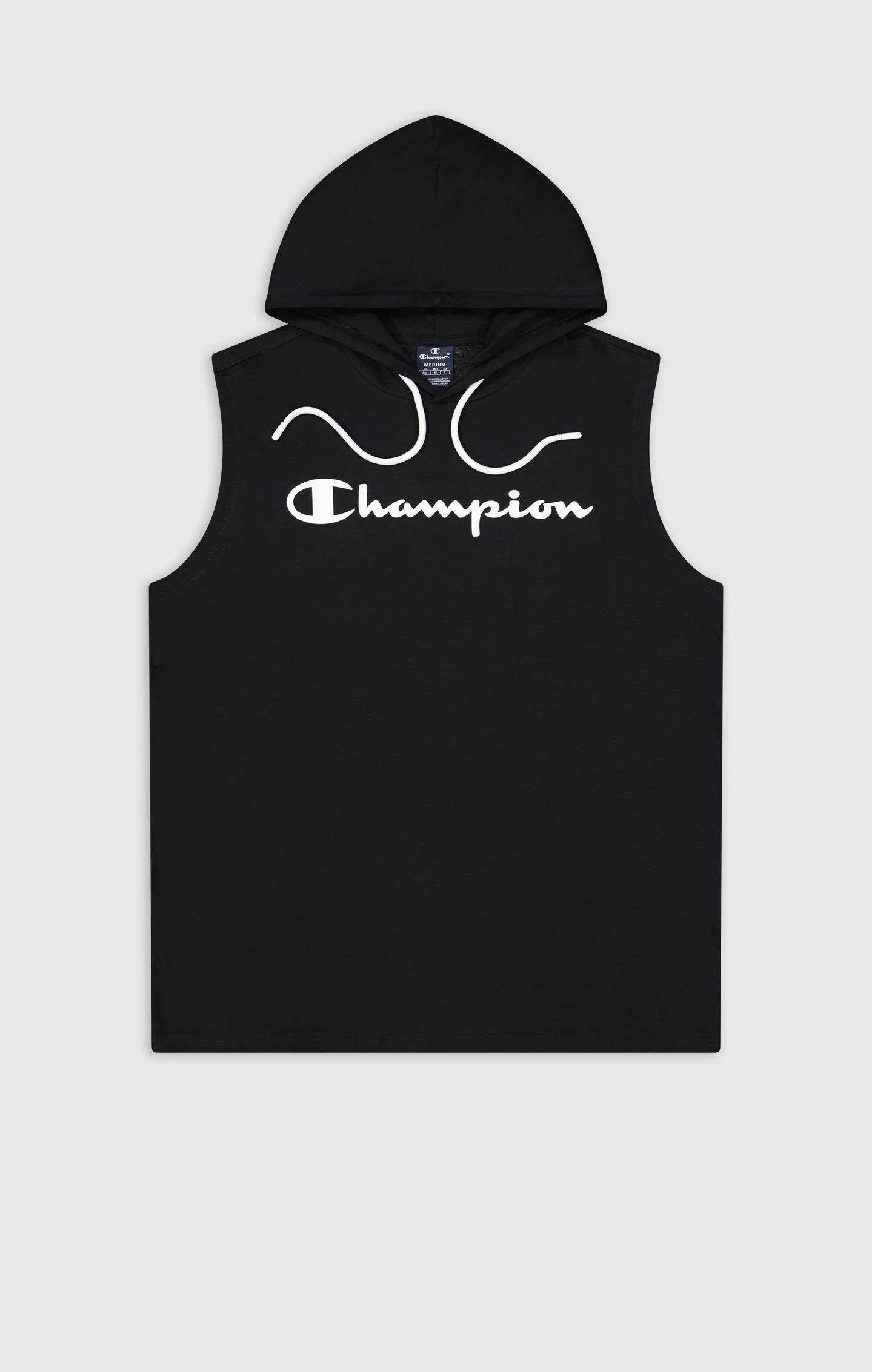 T-SHIRT À CAPUCHE SANS MANCHE CHAMPION - NOIR