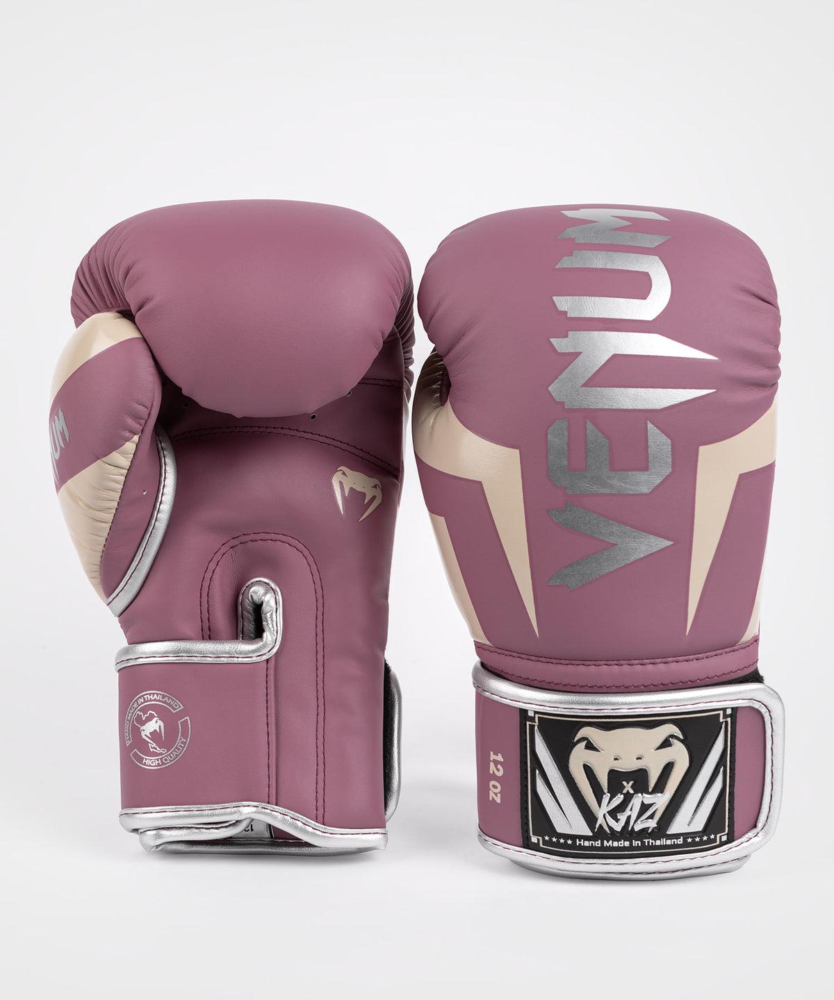 Venum Elite x Kaz Boxhandschuhe – Gedämpftes Orchidee/Silber