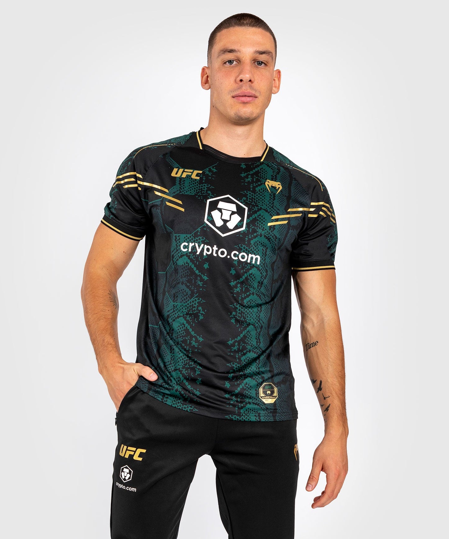 Technical T-shirt for Men UFC Adrenaline by Venum Authentic Fight Night - Emerald Edition - Green/Black/Gold
