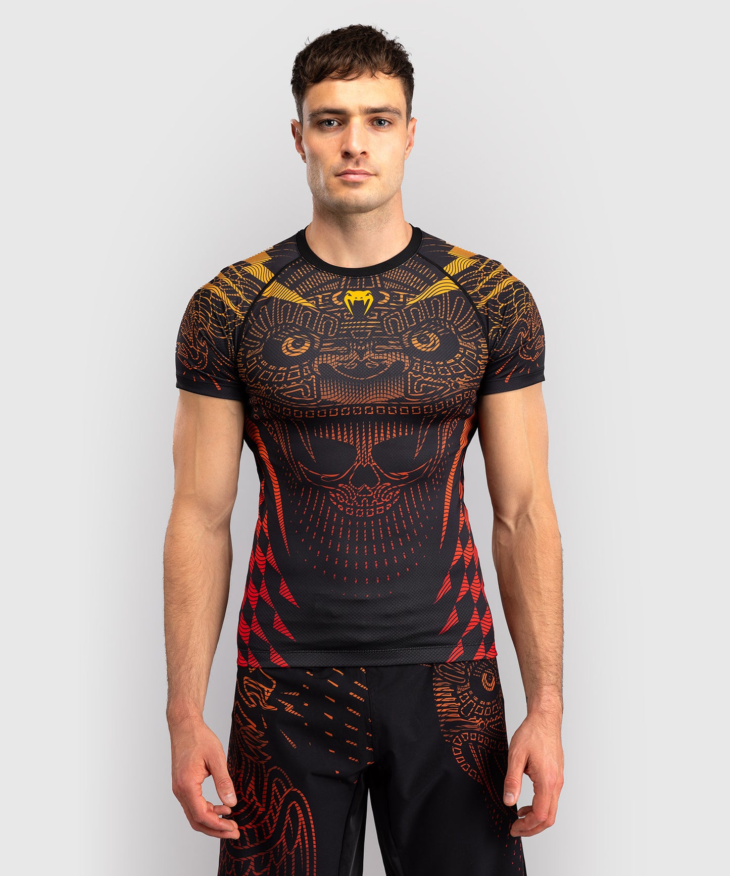 Rashguard Manches Courtes Venum Quetzal Fury - Noir/Rouge Fury/Mandarine
