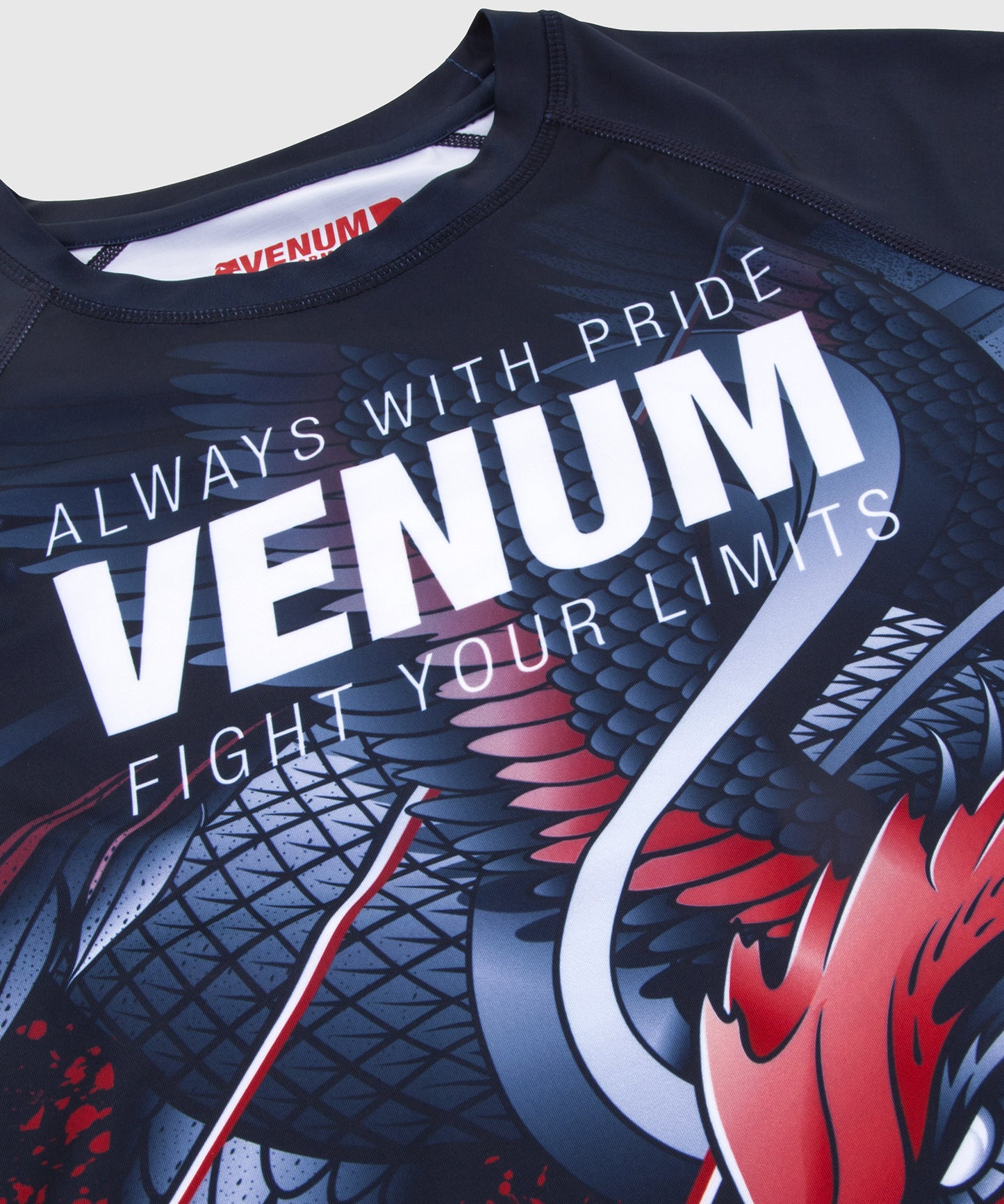 Venum Rooster Rashguard - Short Sleeves - Navy Blue/Orange