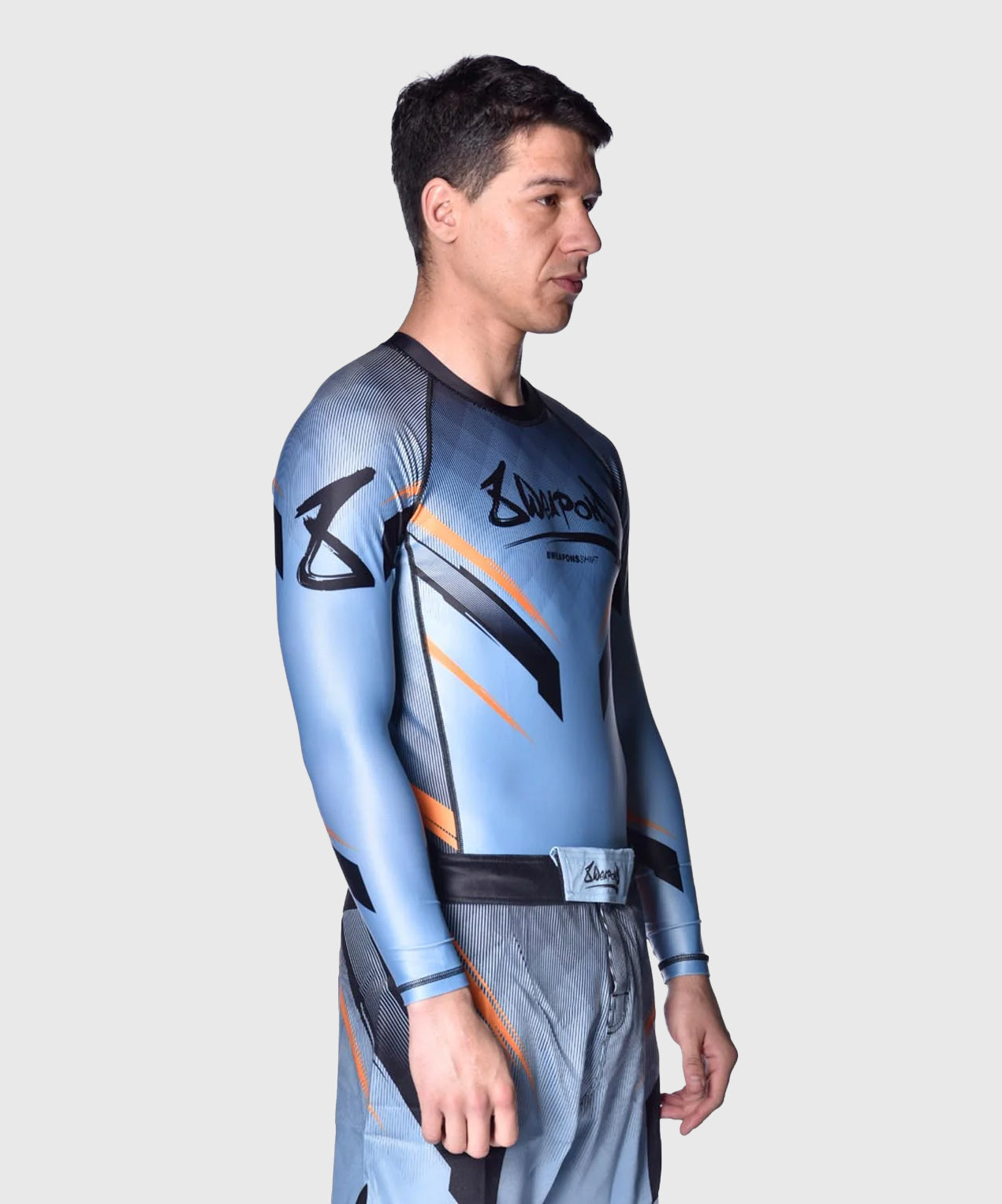 8 Weapons Shift Long Sleeve Rashguard - Blue/Black/Orange