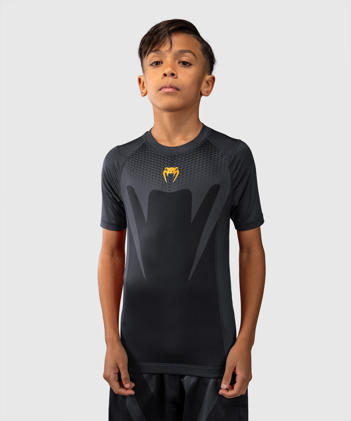 Rashguard manches courtes pour Enfant Venum Attack - Noir/Or