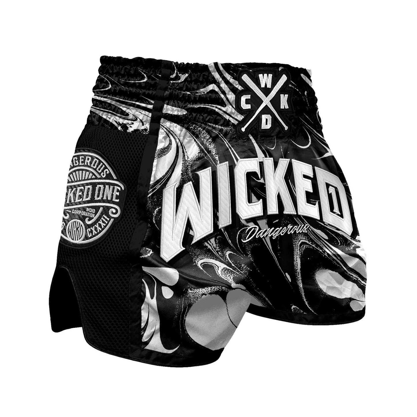 Short de Muay Thai Wicked One Dangerous - Blanc