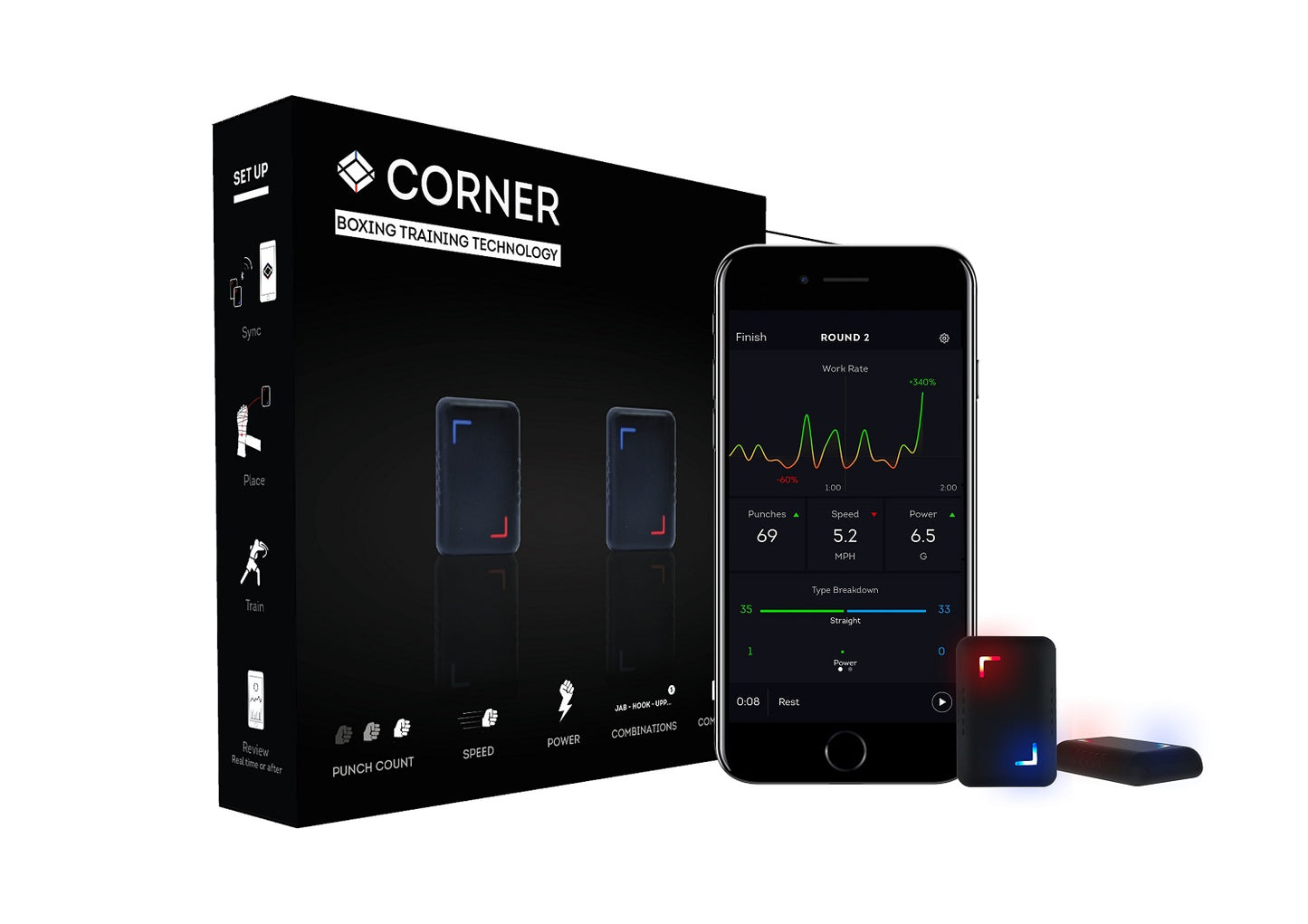 Capteurs de performance pour gants de boxe Corner